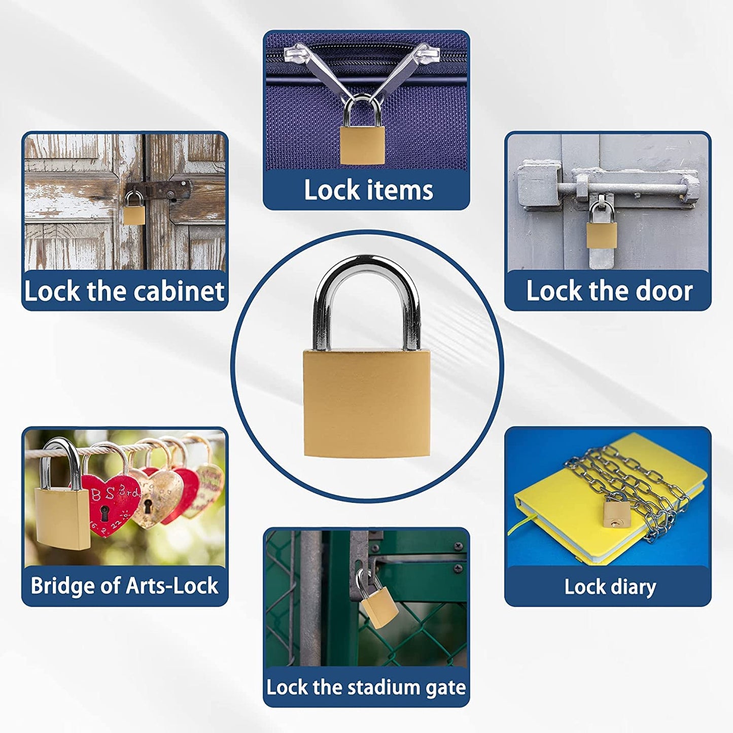 XFJSAK 2 Pcs Small Keyed Padlocks, Locker Lock, Locks with Keys 32mm, Gold, Compact, Hardened Alloy, Securing Luggage, Gym Lockers