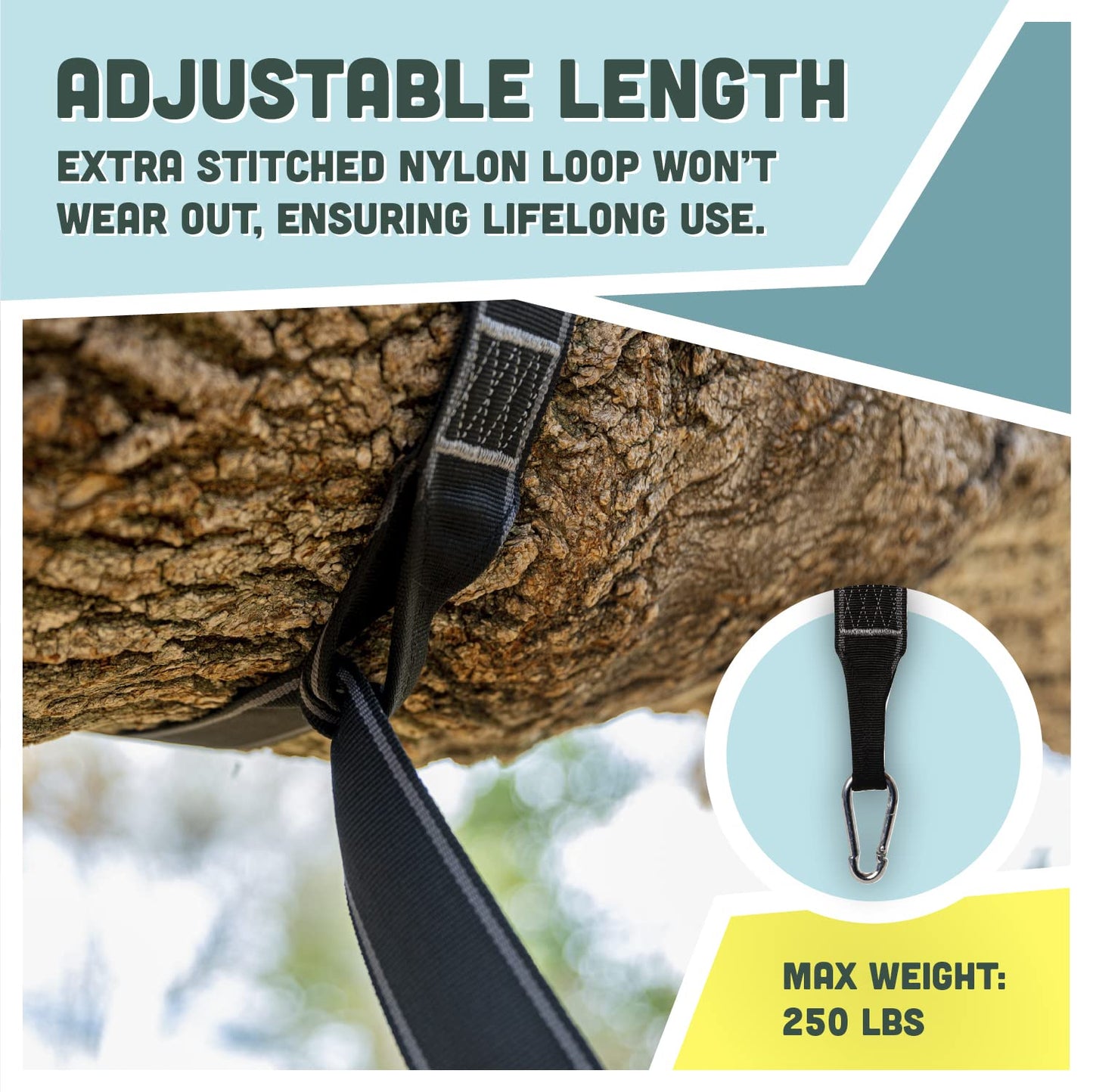 Squirrel Products Two Nylon Tree Swing Hanger Straps - 15ft Each