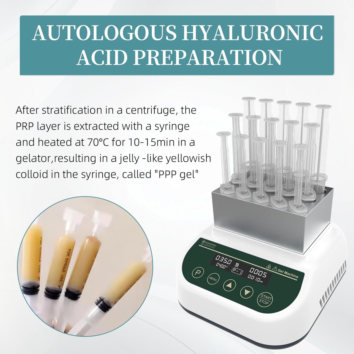 Centrifuge Machine PRP PRF 2ml-5ml/10ml/15ml/50mlx6 Speed 500-4000rpm 2146xg RCF & Gel Heating Machine Professional PRP Plasma Gel Maker 5ml/10ml/15ml Block