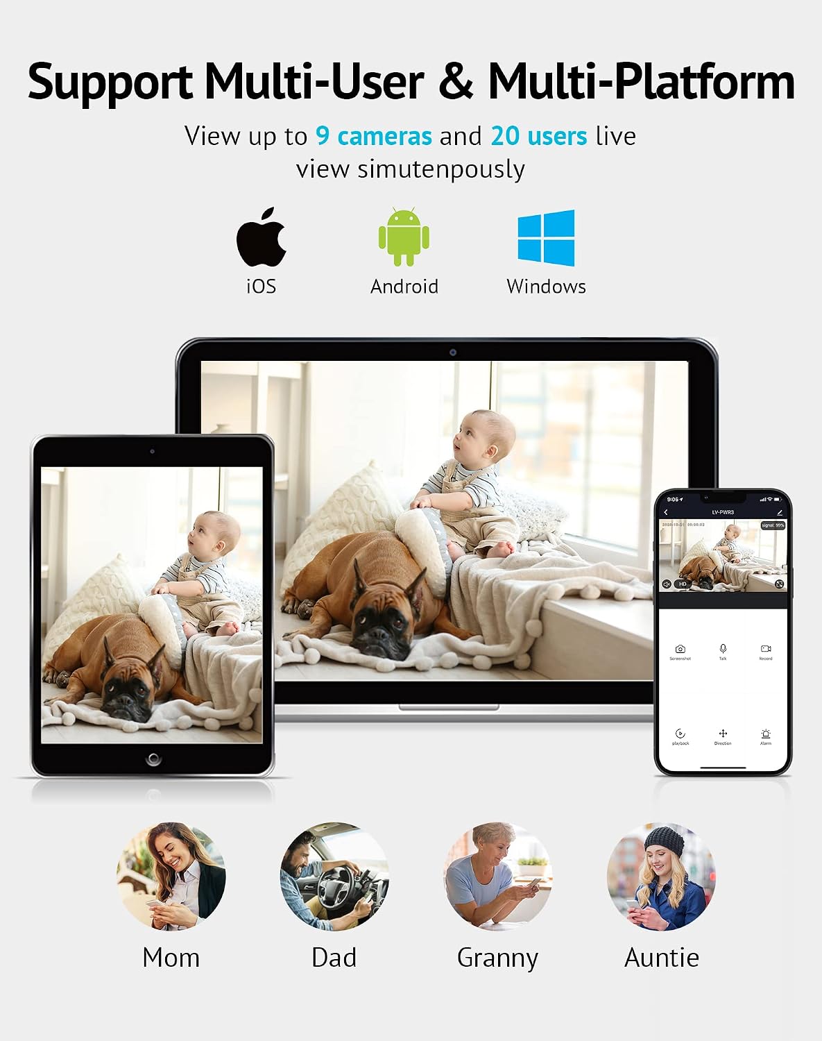 LaView 1080P 360 Camera,2-Ways Indoor Security Camera, Home Security Camera with Sound & Motion Detection, Baby Monitor