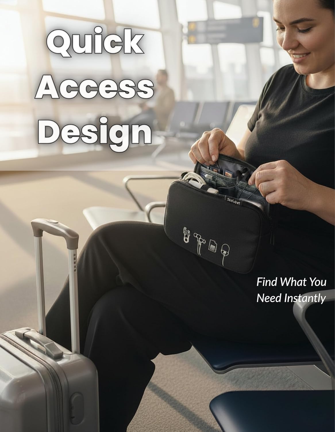 Backpack Digital Accessory Pouch Portable Travel Organizer Bag for Cables Chargers Earbuds Power Banks SD Cards USB
