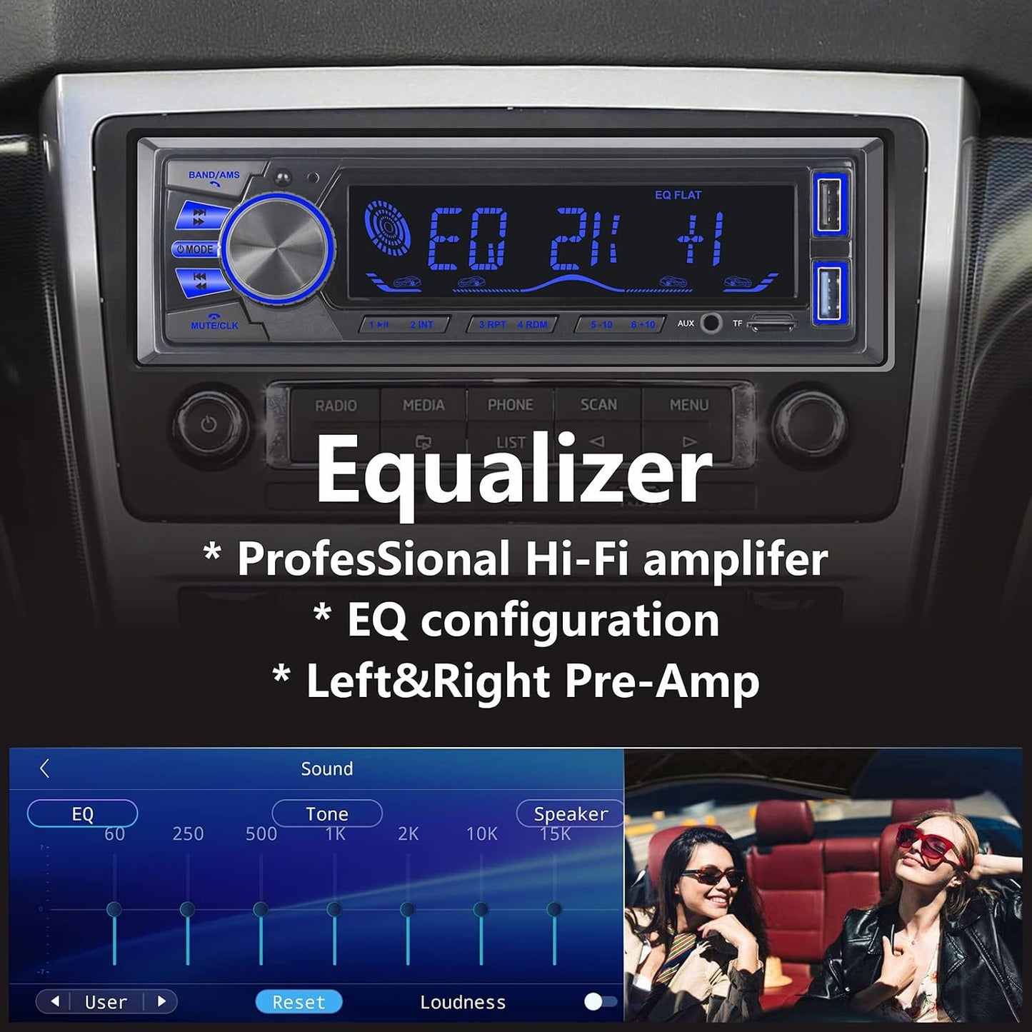 LXKLSZ MP3 Car Stereo Bluetooth Single Din LCD Audio Radio with Brightness Adjustment APP Control Player Supports Hands