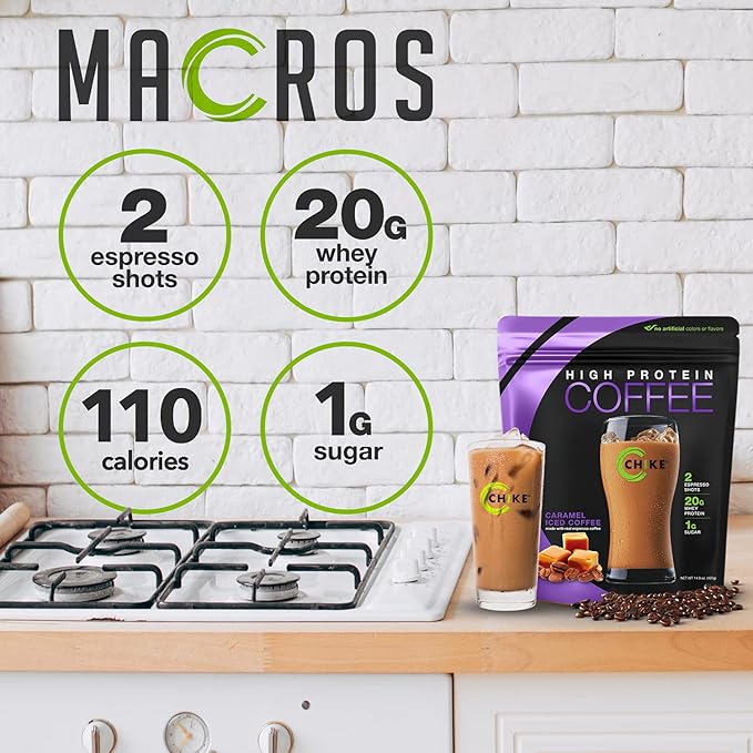 Chike Caramel High Protein Iced Coffee, 20 G Protein, 2 Shots Espresso, 1 G Sugar, Keto Friendly and Gluten Free, 14 Servings (14.3 Ounce)