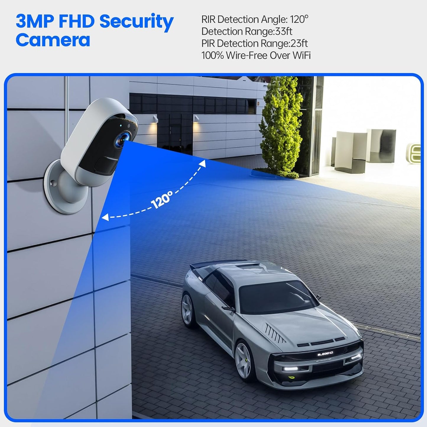 Camcamp 3MP IP65 2-Way Security Cameras Wireless Outdoor, Security Camera with Magnetic Base, Waterproof, Talk, AI