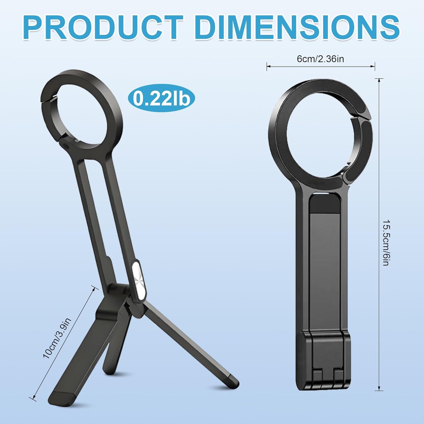 Acrebow 180 12-17(Black) Aluminum Alloy Phione Tripod, Carabiner Magnetic Phone Tripod for iPhone, Rotation & Strong