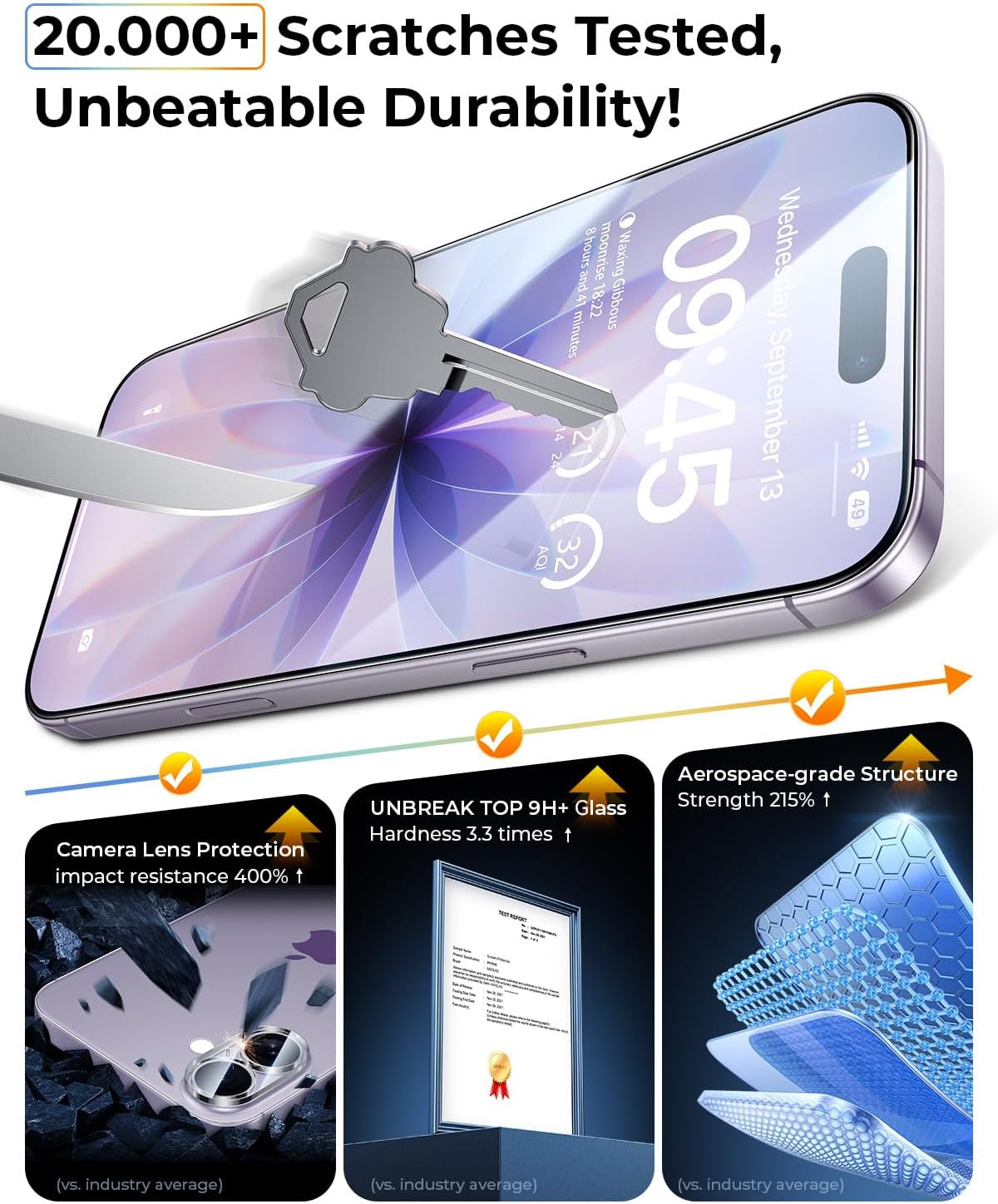 9H+ 2+2 Packs 17 Bubble][10X 17 6.3" MRGLAS TOP Glass for iPhone Privacy Screen Protector with Camera Lens Protector