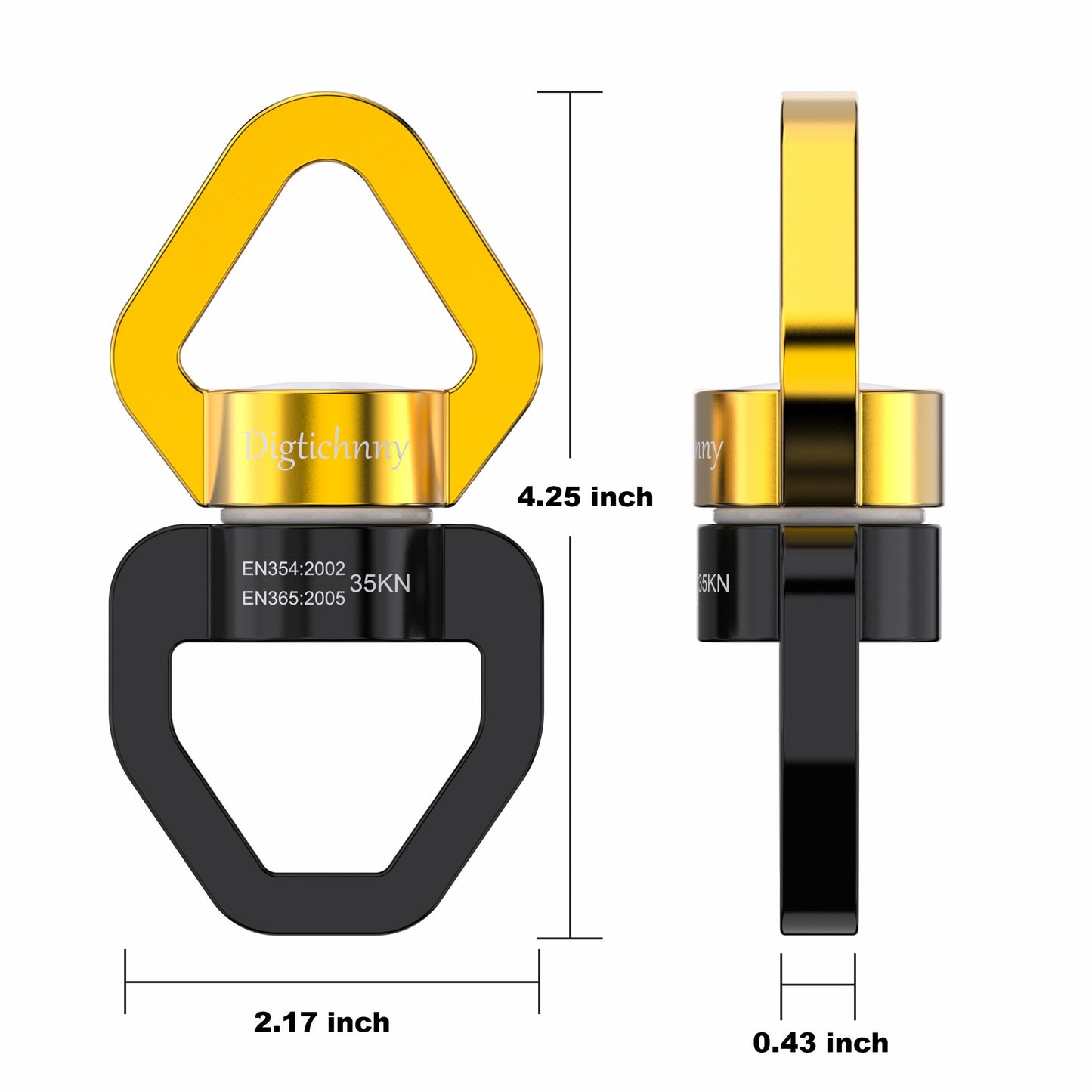 Digtichnny Swing Swivel, 35KN Safety Rotational Device, Swing Spinner for Web Tree Swing, Aerial Dance, Children's Swing, Hanging Hammock Black-Gold
