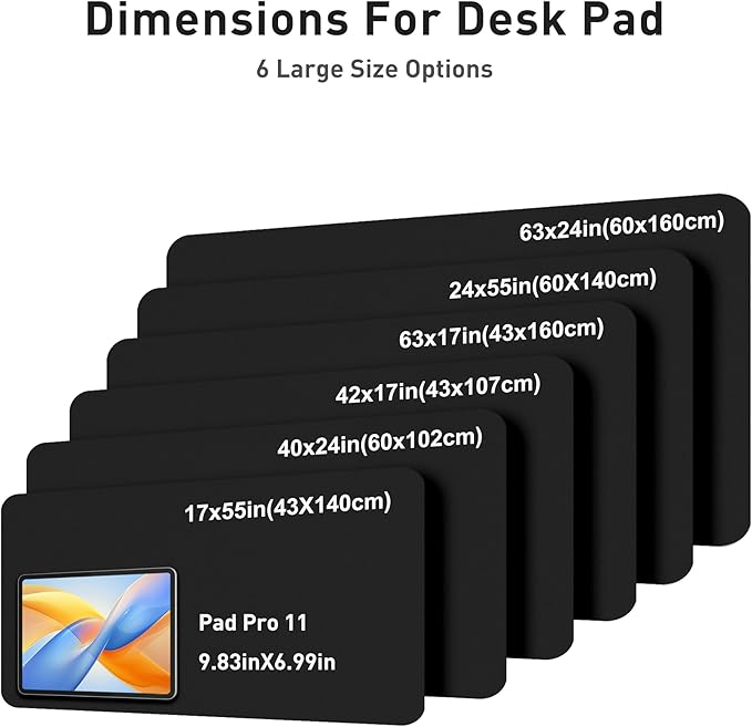 Aothia Faux Leather Desk Mat - Large Mouse Pad, Non-Slip PU Leather Blotter, Waterproof Writing Surface for Office and Home (Black, 40" x 24")