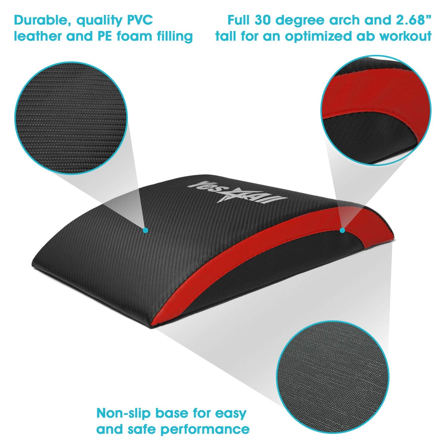 Yes4All Abdominal Exercise Pads, Foldable Ab Workout Equipment for Home Gym Core Training & Back Stretching, Sit Up Mat for Floor Exercises, Red