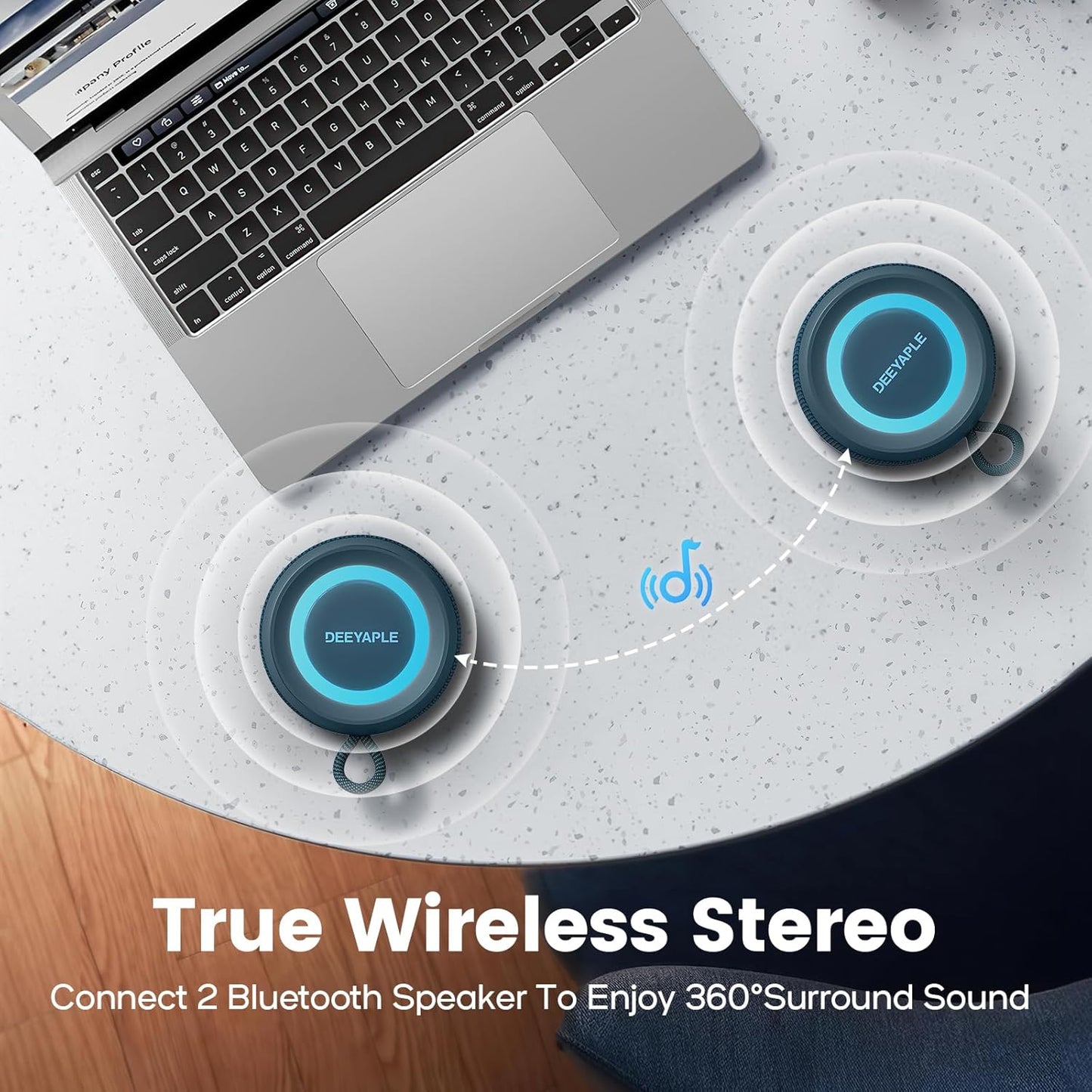 Deeyaple Wireless,IP67 Lights,15W 2500mAh BT5.3, Bluetooth Speaker Waterproof & Dustproof Portable Speaker with Loud