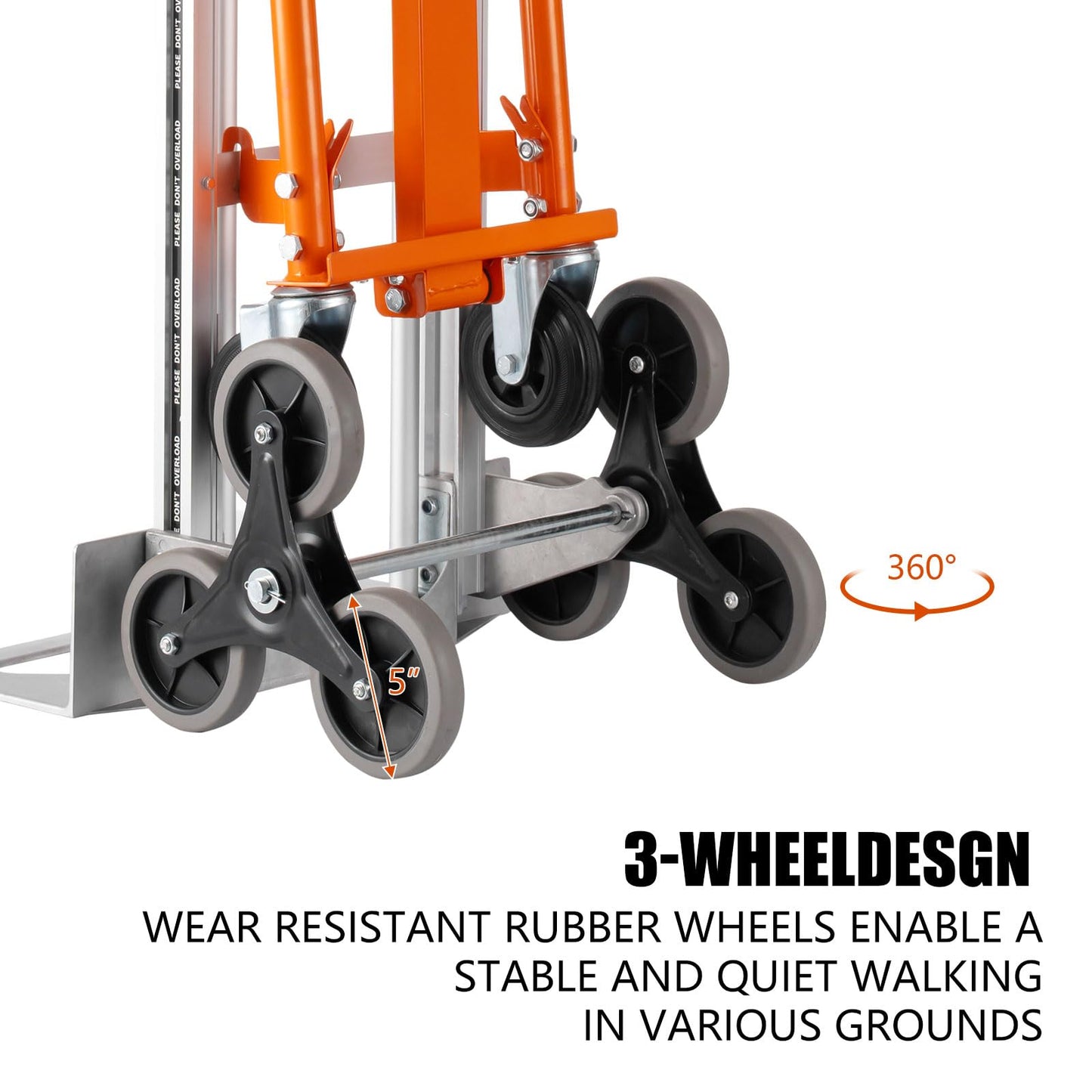 Hitgrand 3in1 Aluminum Hand Truck 880 lb Capacity, Stair Climbing Cart Utility Cart Converts from Hand Truck Dolly to Platform Cart 3 Positions for Transport & Moving with 10" Rubber Wheels