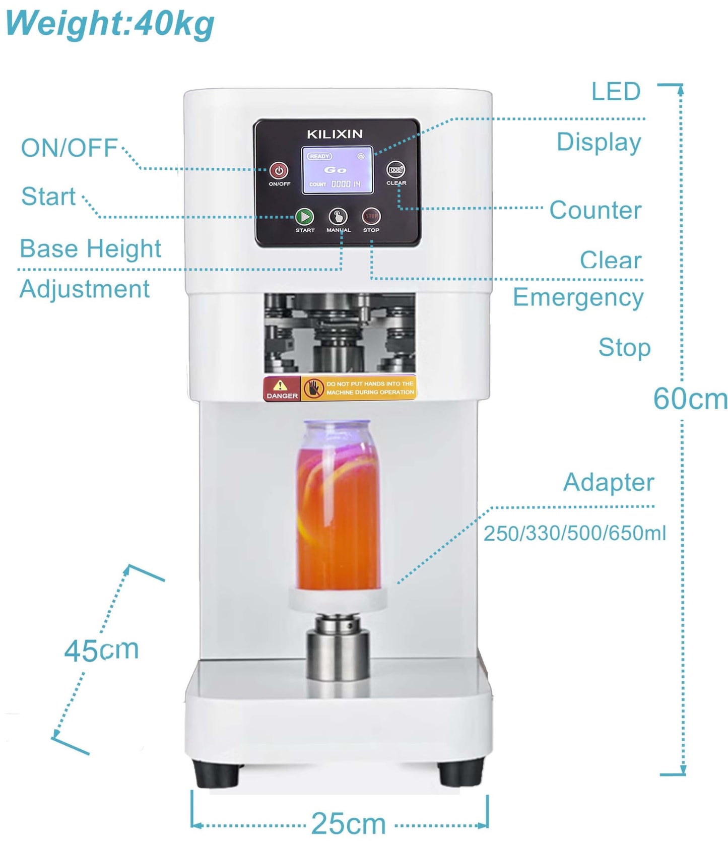 Automatic Commercial Can Sealer Machine, Roller Rotates Bottle Won't Rotate - Soda Can Seaming Machine, Height Adjustable, Electric Bottle Sealer Machine for Plastic Aluminum Beer Can (5.5cm in Diam.)