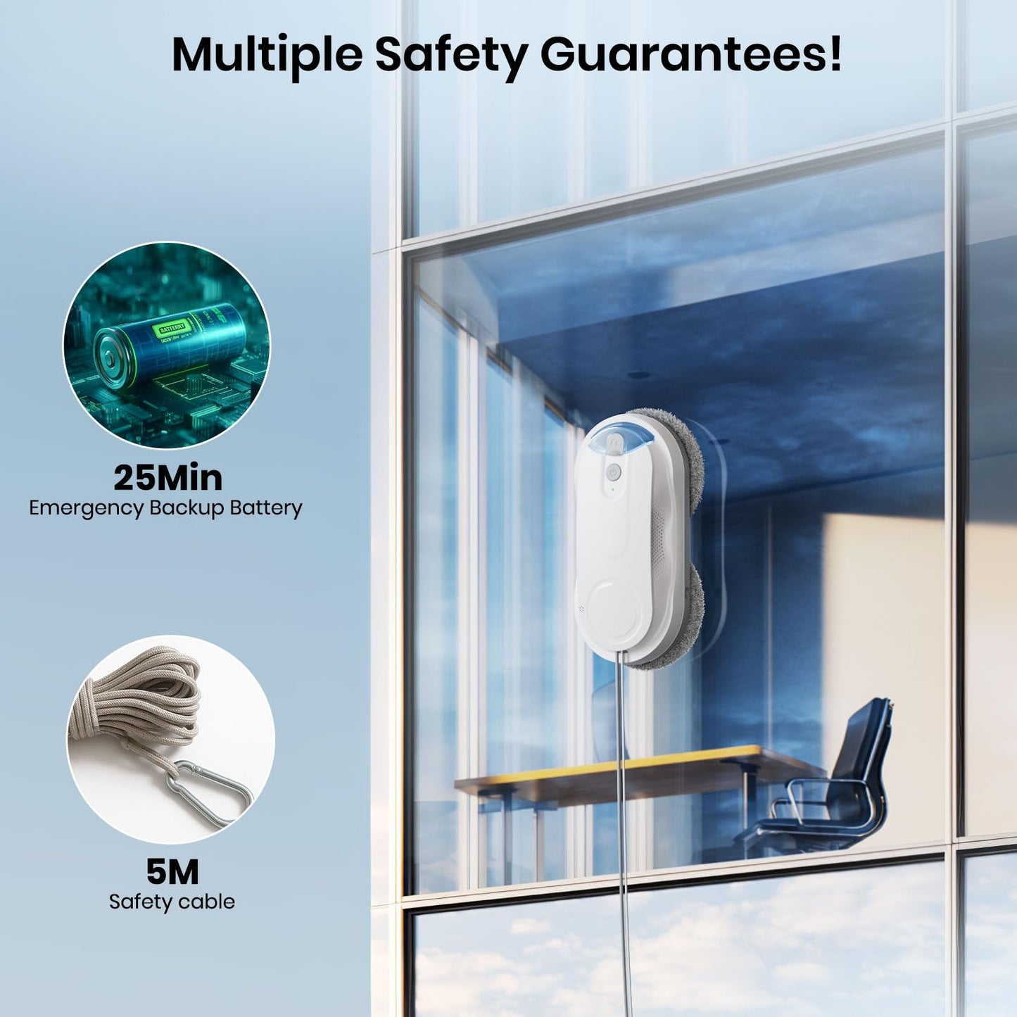 KKI Window Cleaning Robot, Auto Window Cleaner Robot, Dual Spray, Max 3200Pa, AI Path Planning & Edge Detection, Remote Control for Inside/Outside High-Rise Windows,Glass Door,8Cloths, X3 (White)