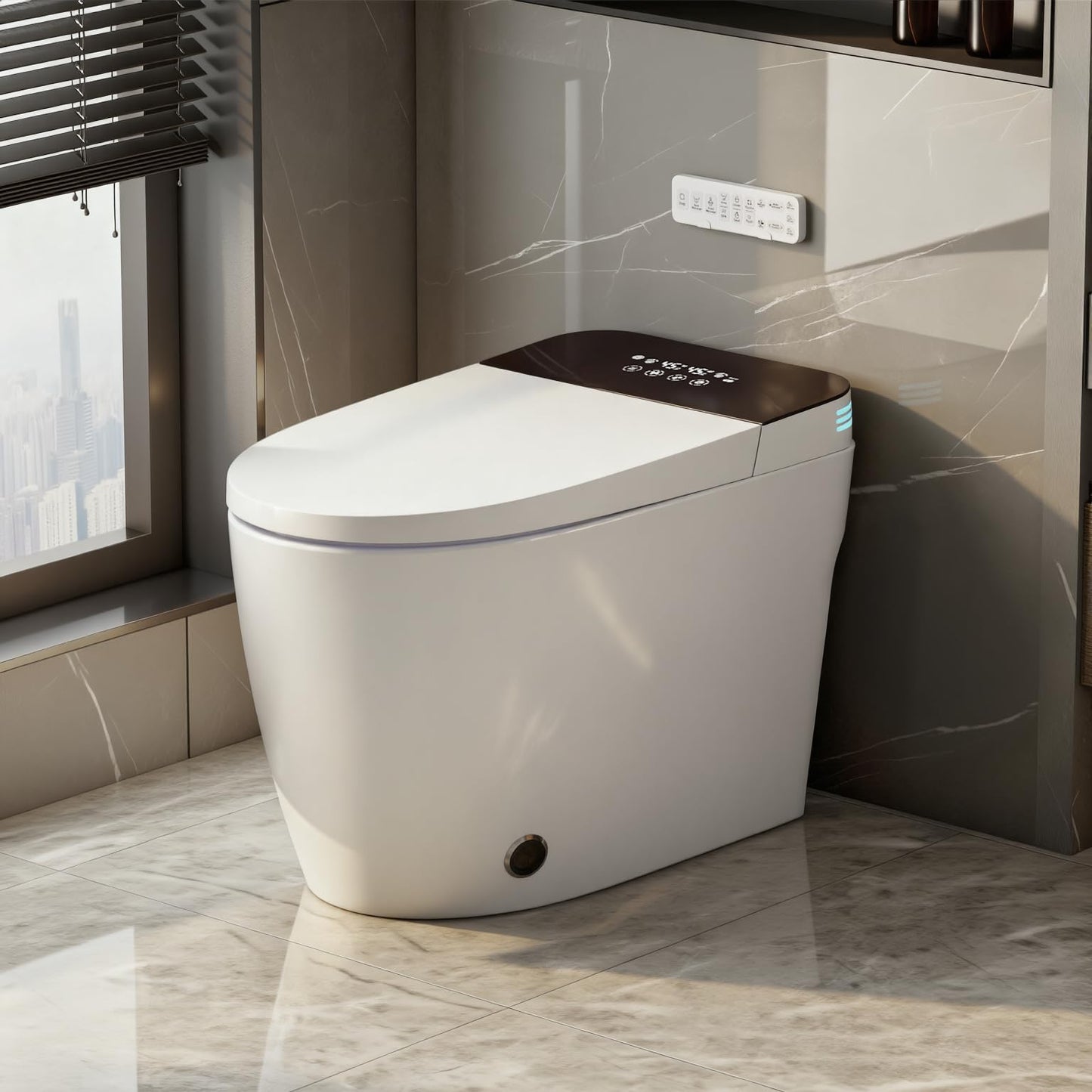 TOTTE Luxury Smart Toilet with Bidet, Hands-Free with Auto Open/Close Lid & Self-Cleaning Bowl | Adaptive Warm Water Wash & Heated Seat, Built-in Aroma, One-Piece Elongated Design