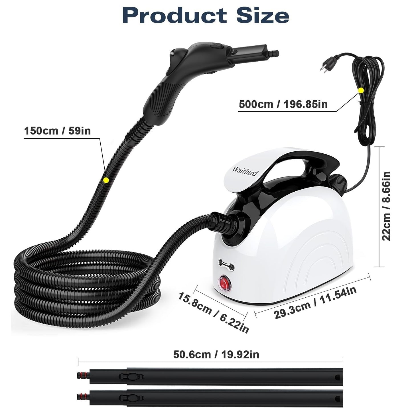Waitbird Steam Cleaner, Handheld Steamer For Cleaning With 21 Accessories, 248 °F High Temperature, Suitable for Floor, Tile, Window