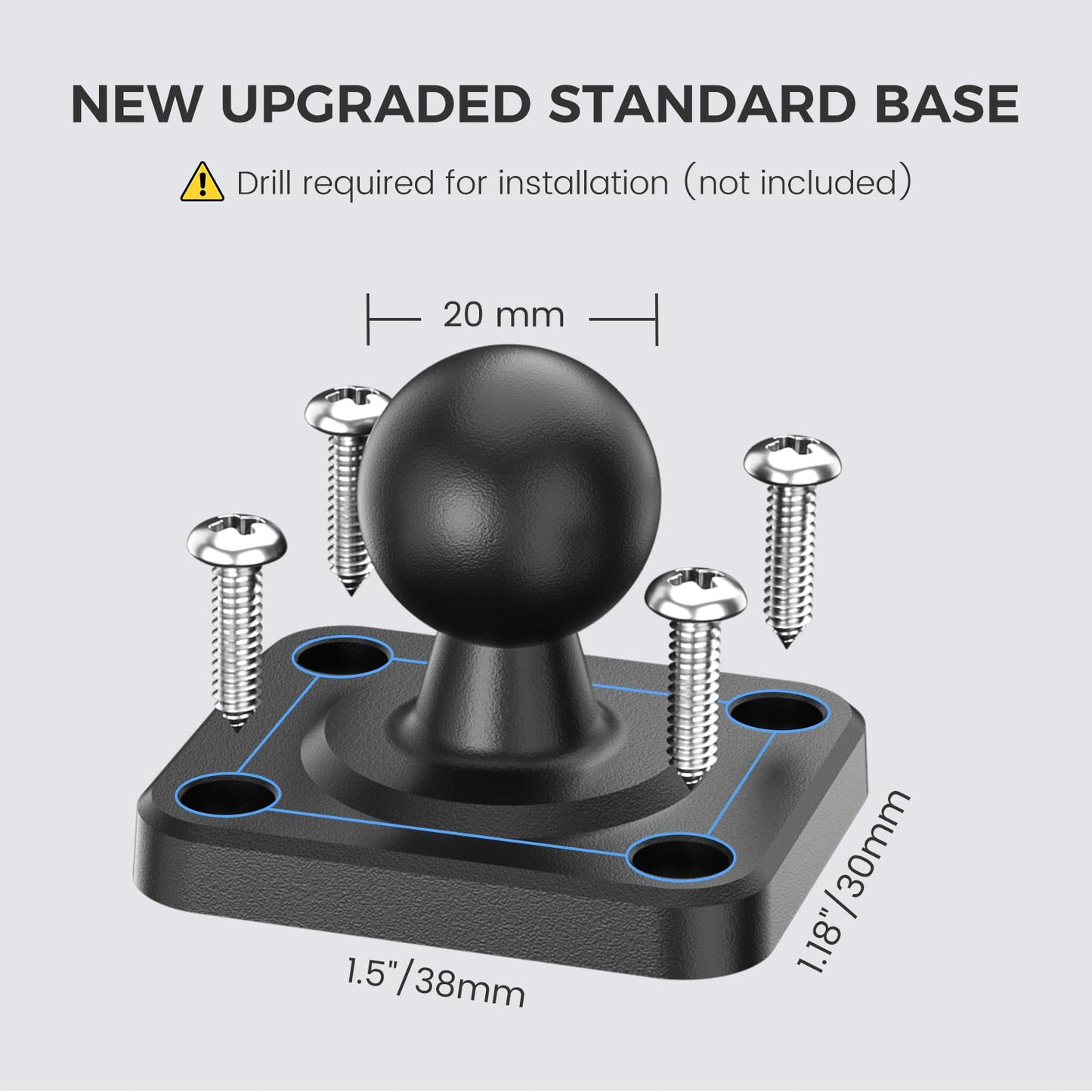 OHLPRO Tablet Mount for Truck - Heavy Duty Drill Base Tablet Holder for Car Dashboard, iPad Holder for All 5"-13" iPad Pro Samsung Galaxy Kindle fire Tablets and Car Wall etc. - 8-inch Arm