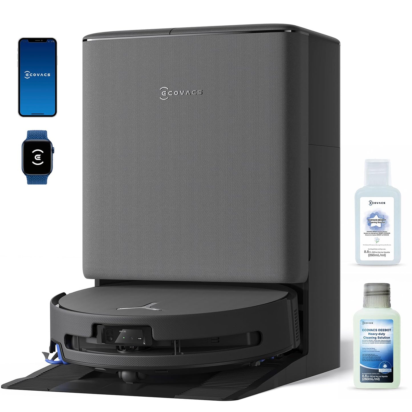 ECOVACS DEEBOT X9S PRO Omni Robot Vacuum and Mop, 30,000Pa Suction, Instant Self-Cleaning OZMO Roller Mop, TruEdge Deep Edge Cleaning, ZeroTangle, Dual-Cleaning Solution System, AI Obstacle Avoidance