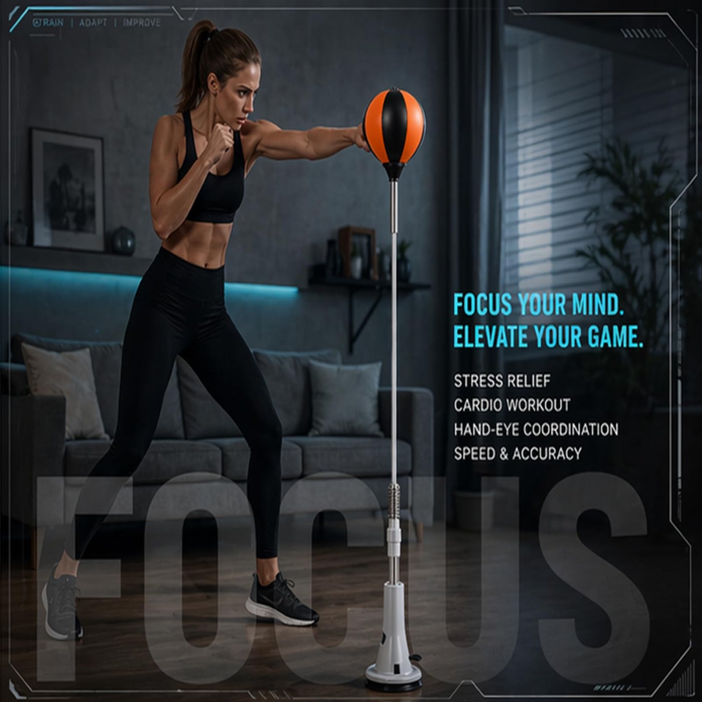 Adjustable Punching Bag with Suction Cup Base & Reflex Ball Set, Fast Bounceback Reflex Boxing Bag, Boxing Training Equipment, for Teens Adults, Speed, Agility, Stress Relief, Home Fitness Equipment