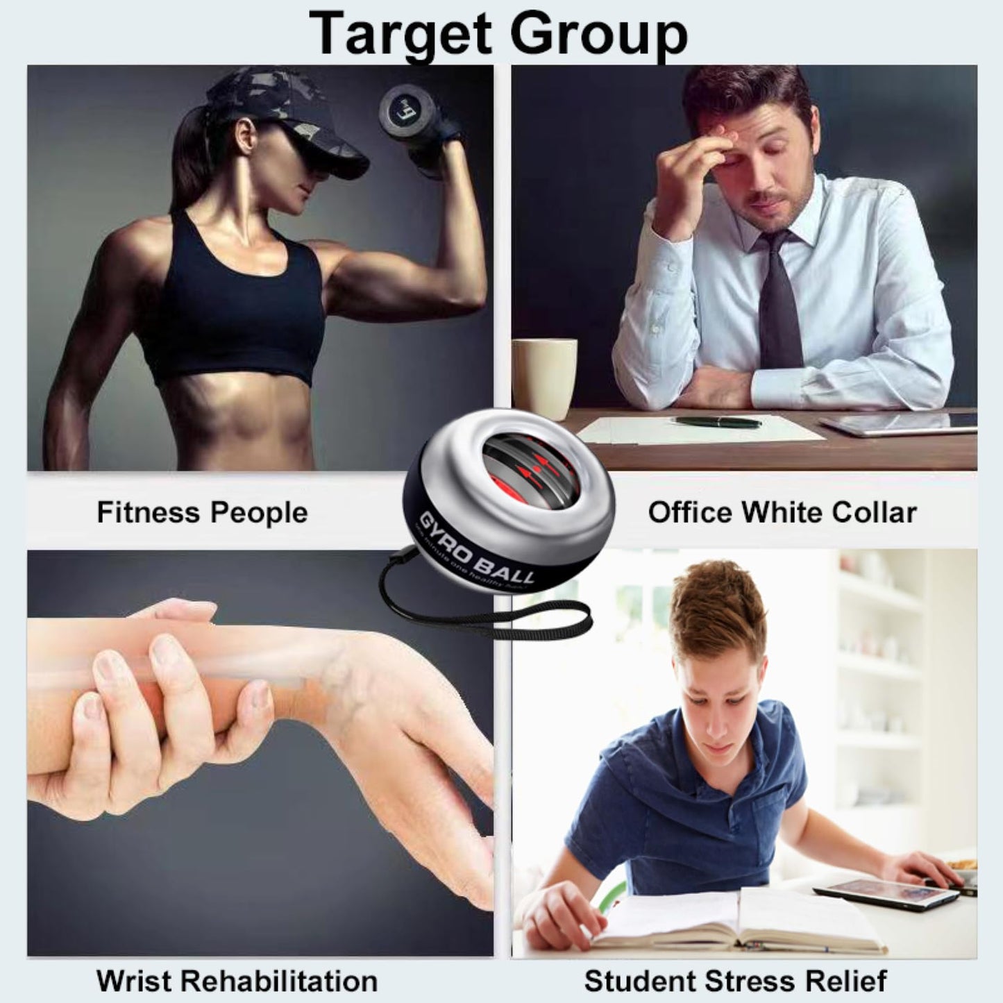 All-Metal Power Gyro Ball(2026 New 6-Level Color-Shifting), Weighted Auto-Start Hand Wrist Forearm Trainer and Strengthener for Exercise Joint and Muscle with Led Light (with Ball Bag)