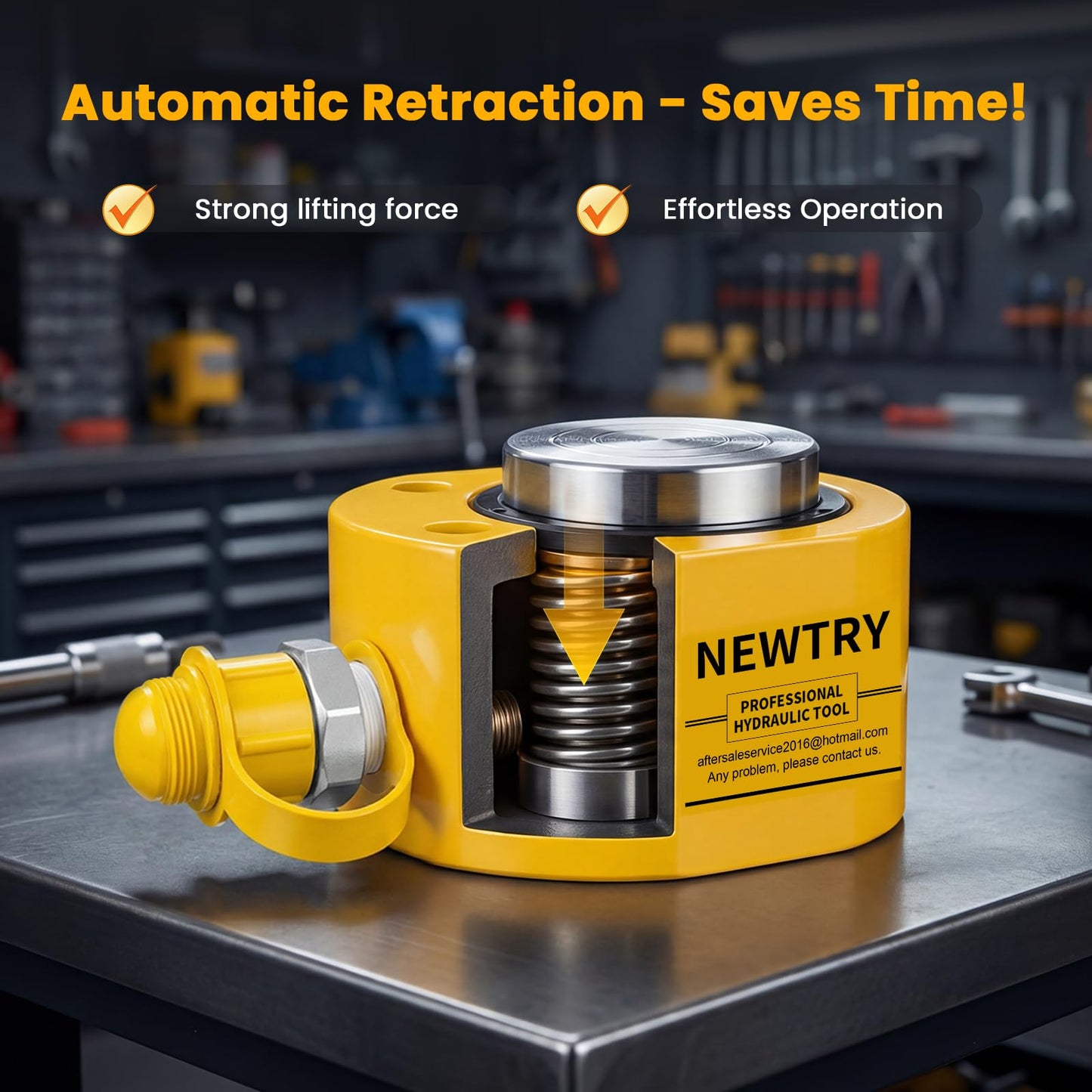 NEWTRY 20T Low Profile Hydraulic Jack Porta Power Kit + CP-180 Manual Hydraulic Hand Pump, Industrial Mini Hydraulic Cylinder, Stroke 0.47”
