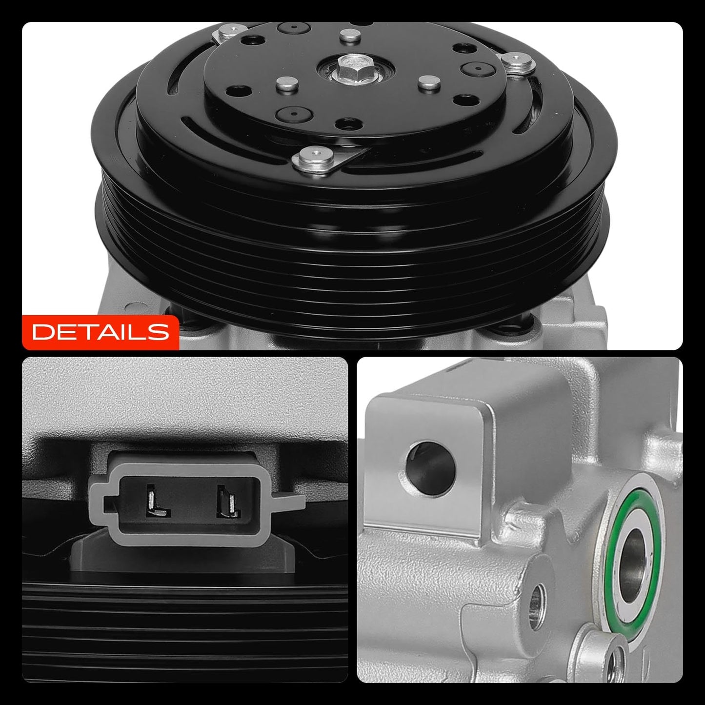 A-Premium A/C Compressor with Clutch Compatible with 4.9L 7.5L 1989, Ford F-150, F-250, F-350, F-53 Motorhome Chassis, Bronco