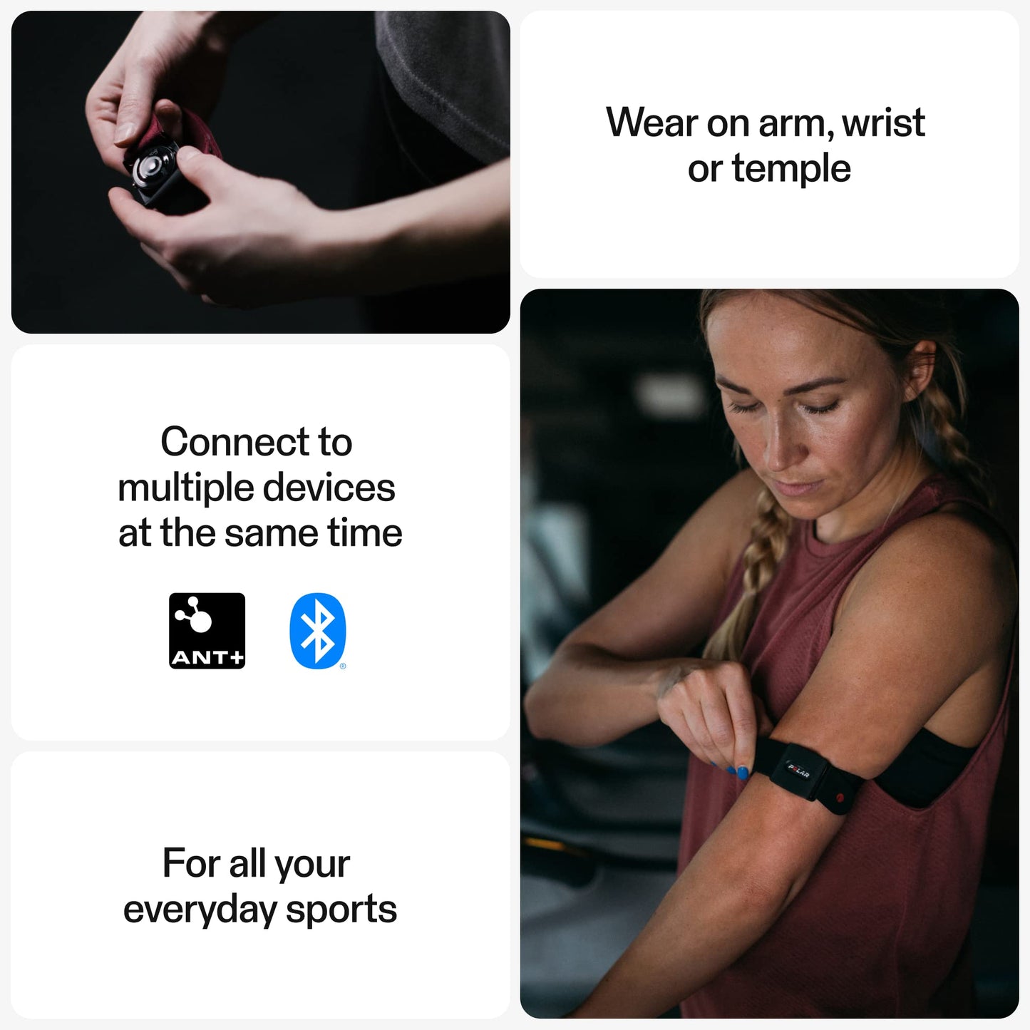 Polar Verity Sense - Optical Heart Rate Monitor Armband - ANT+, Dual Bluetooth, Black, M-XXL