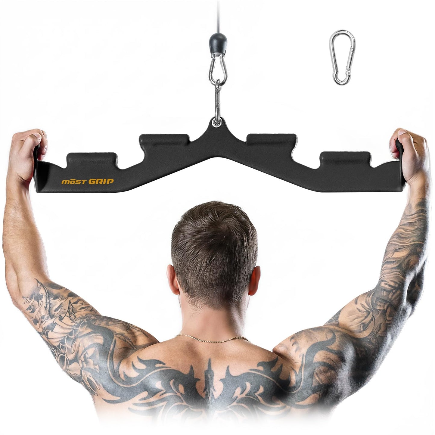 MOST GRIP LAT Pull Down Bar with 6 Ergonomic Handles, Neutral Grip LAT Pulldown Attachments for Whole Back Training, Wide Grip LAT Pulldown Bars for Home Gym Cable