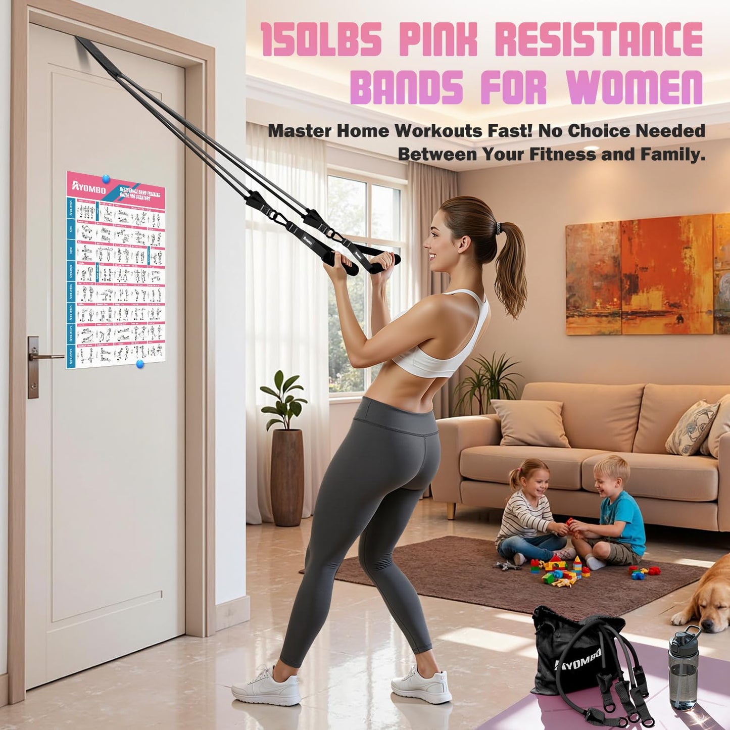 Ayombo Resistance Bands, Exercise Bands with Handles, Resistance Bands for Working Out with Door Anchor, for Heavy Resistance Training, Physical Therapy, Yoga, Home Gym Workouts Equipment