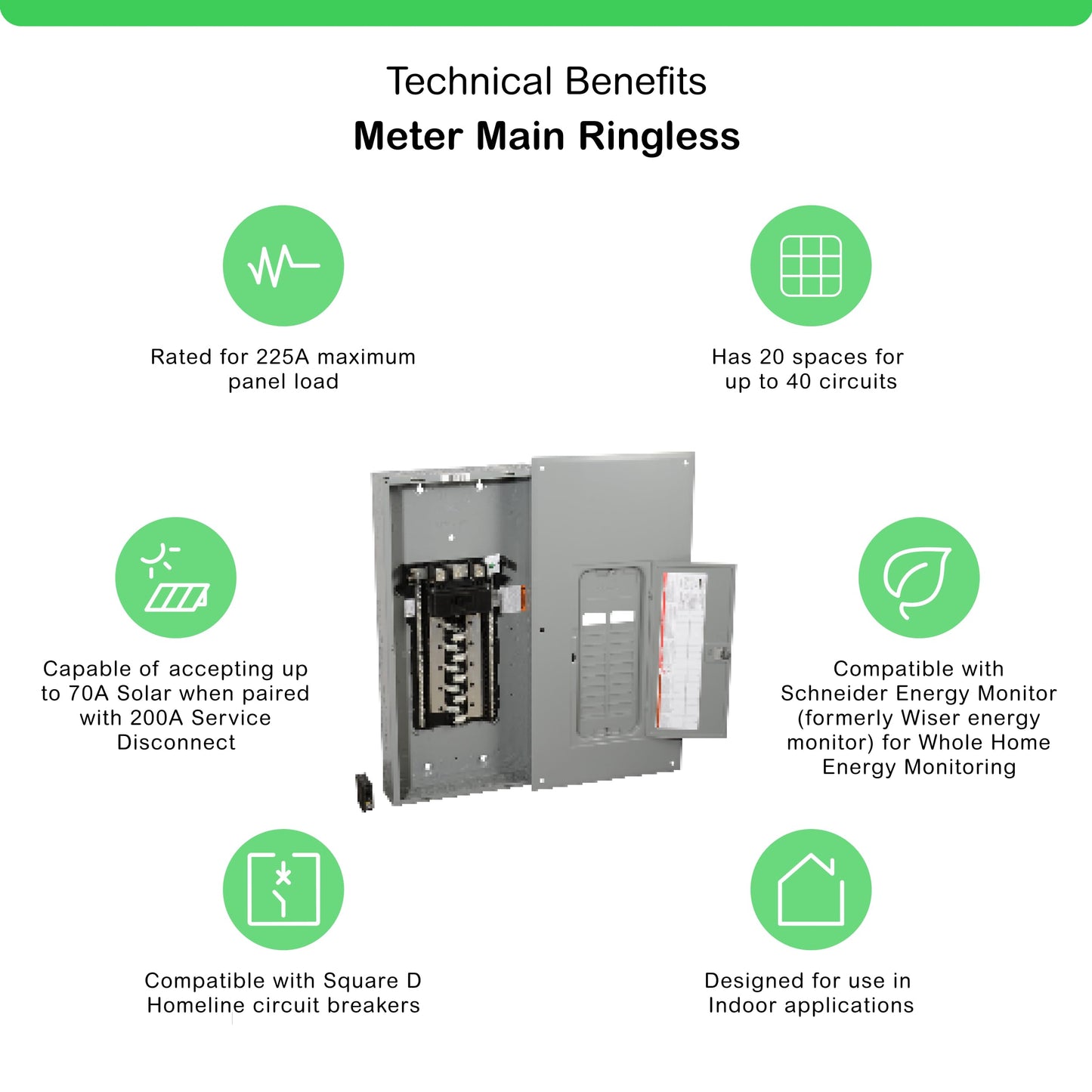 Square D - HOM2040M200PCVP Homeline 200-Amp 20-Space 40-Circuit Indoor Main Breaker Load Center Value Pack, Plug-on Neutral Ready