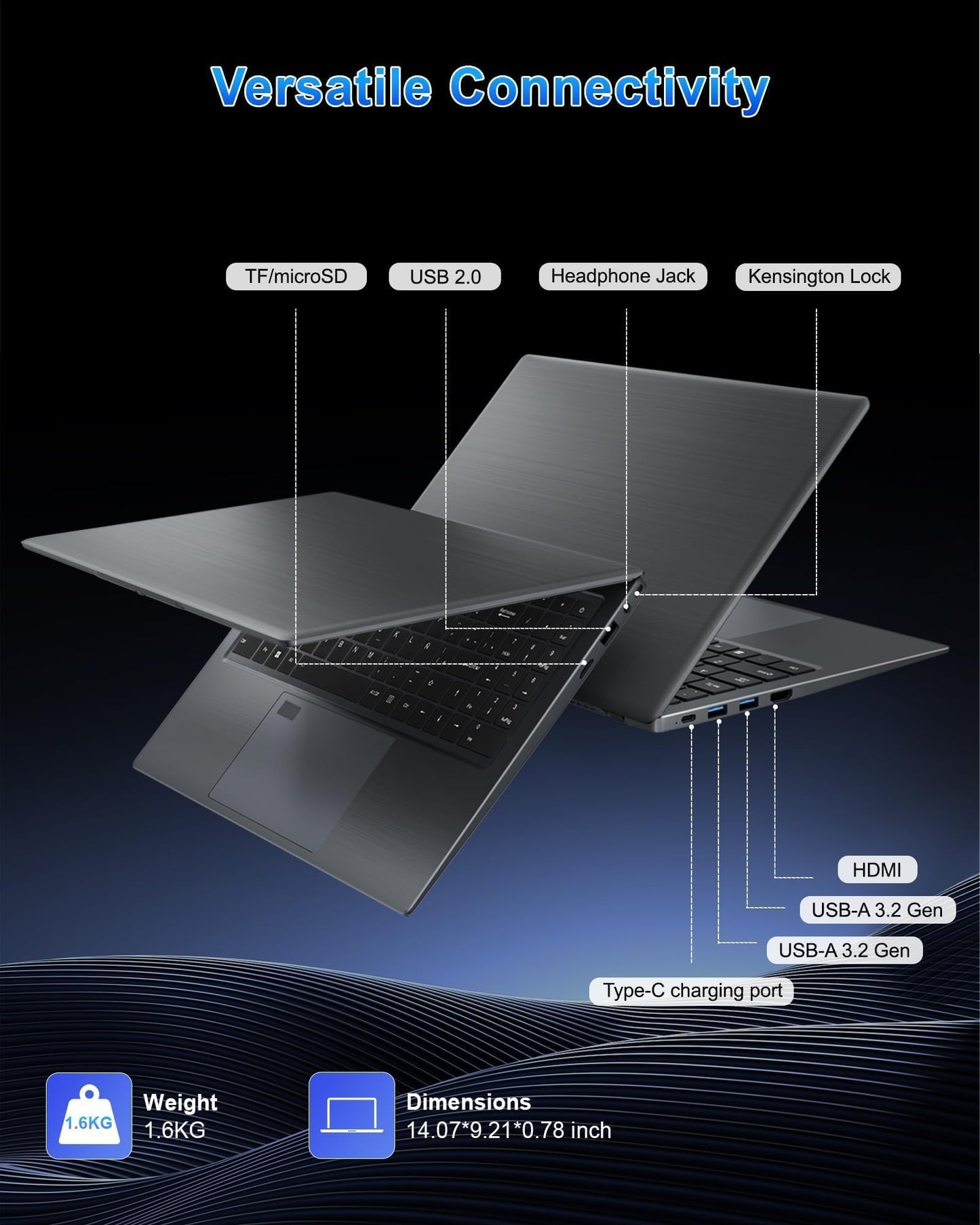 Zrasu Laptop with 12GB RAM 512GB SSD, 15.6 Inch FHD Laptop Computer, N95 Processor(up to 3.4GHz), Backlit Keyboard, Fingerprint Unlock, WiFi 6, Bluetooth 5.3
