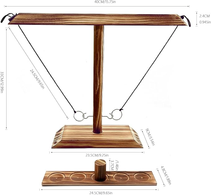 Ring Toss Games for Adults, Fun Hook and Ring Game, Home, Bar and Party Handmade Wooden Interactive Game