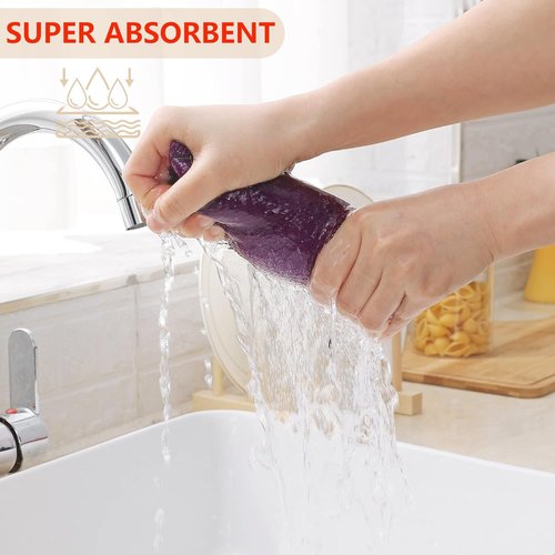 Homaxy 100% Cotton Dish Cloths - Ultra Soft, Absorbent & Quick Drying | 12x12 Inches, 6-Pack, Purple