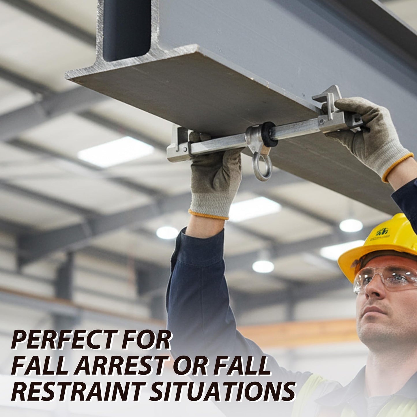 Horizontal Beam Anchor, Aluminum Support Beam Anchor for 4 to 14.6 Inch Flange Width, Lightweight Sliding Beam Anchors for I-Beam, Fall Protection