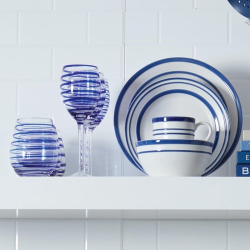 Kate Spade New York Charlotte Street 2Pc Stemless Wine Glass, 2 Count (Pack of 1), Blue