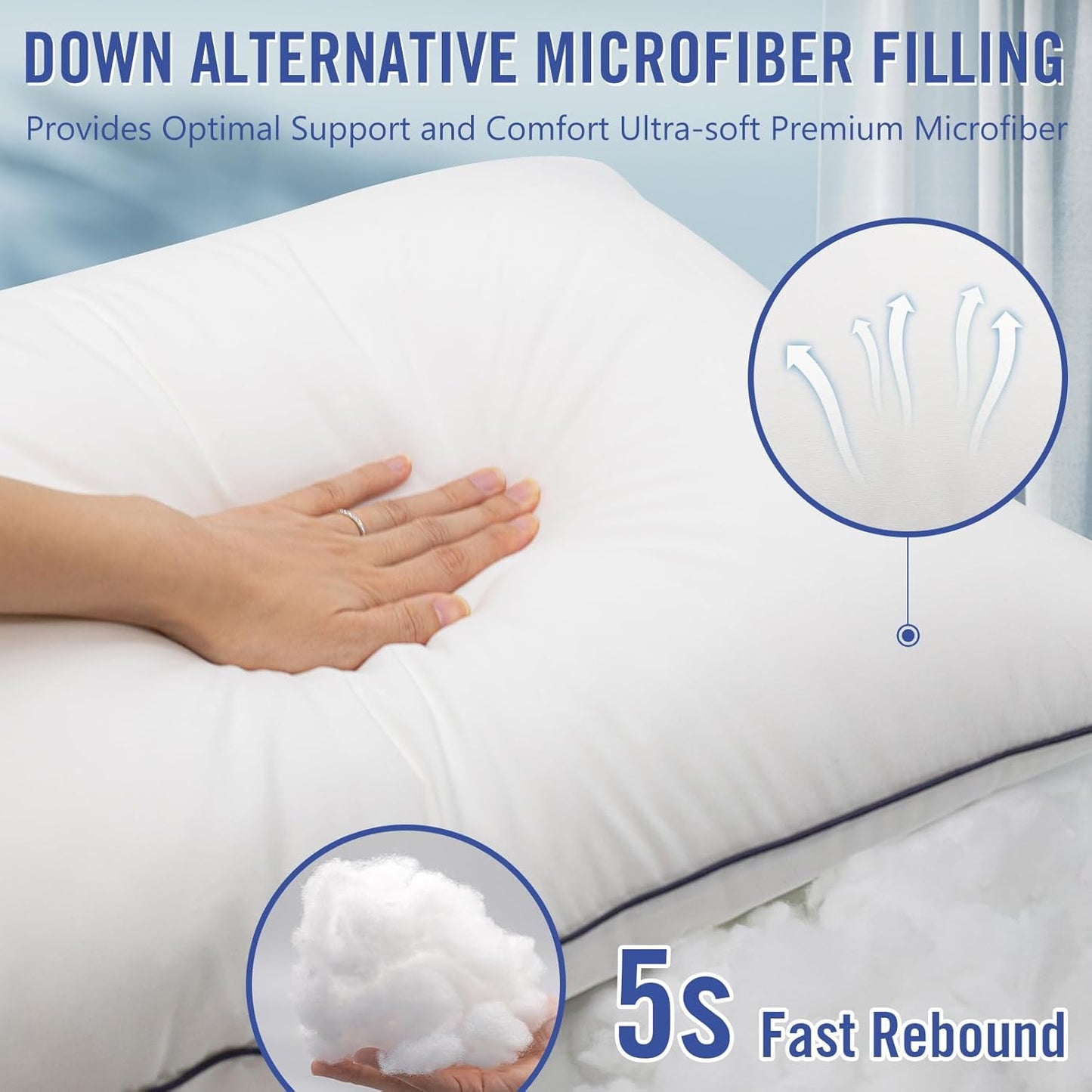 Vorouhals Hotel Collection Bed Pillows - Cooling Down Alternative for All Sleep Positions | 2 Pack Standard Size