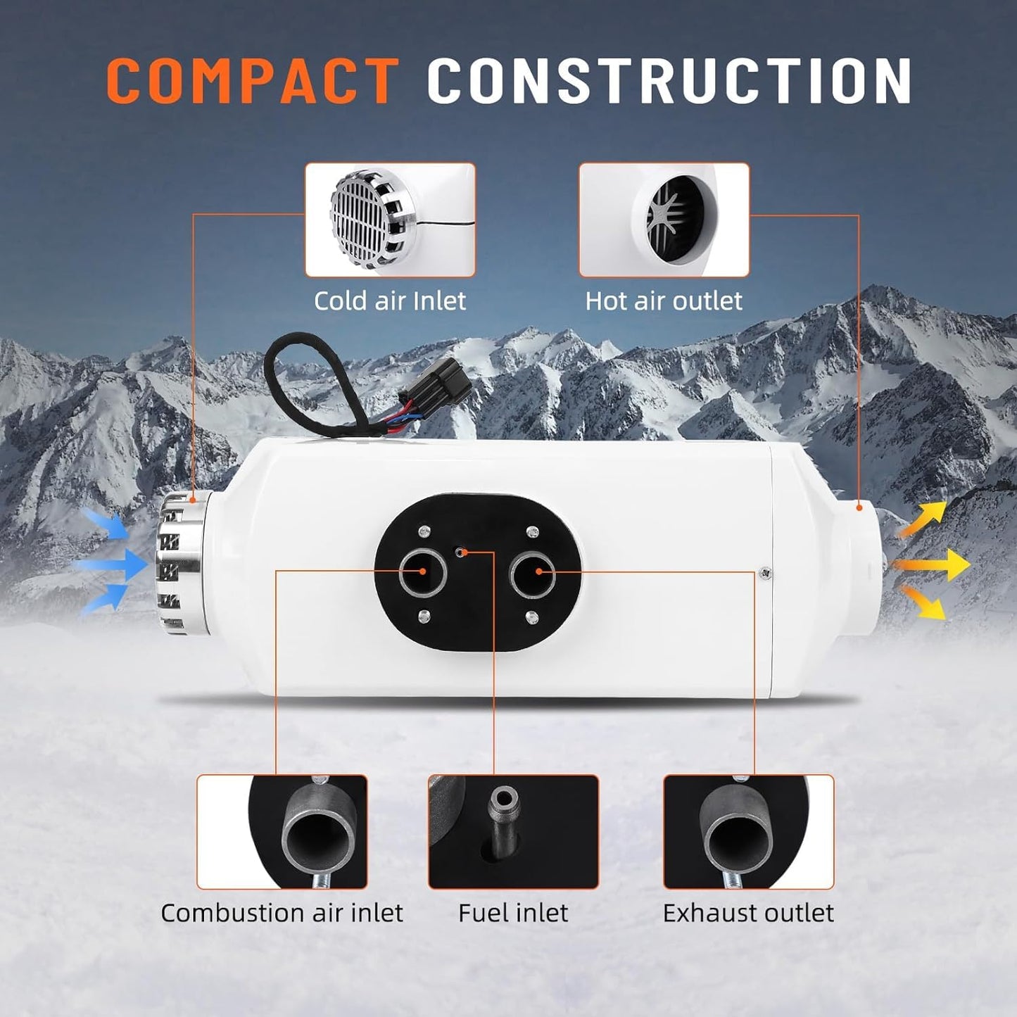 KIMORE 12V 8KW Diesel Air Heater, Remote Control and LCD Display Diesel Heater with Muffler No-Punching 9L, Aluminum Alloy Portable Diesel Heater with Knob Switch Tank for Car RV Trailer Van Boat
