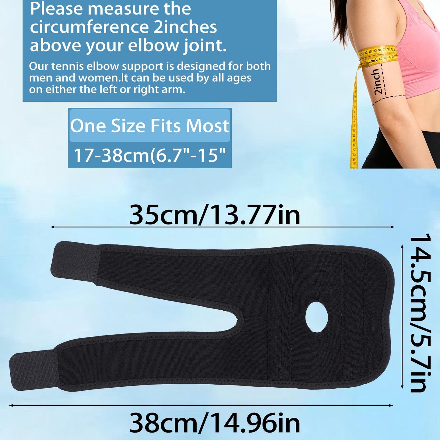 ElevateTech Elbow Brace for Tendonitis Women Men Elbow Pad Brace Support Tennis Elbows Compression Arm Sleeve Wrap Support with Adjustable Straps, Golfer's Elbows Sprains/Strains Pain