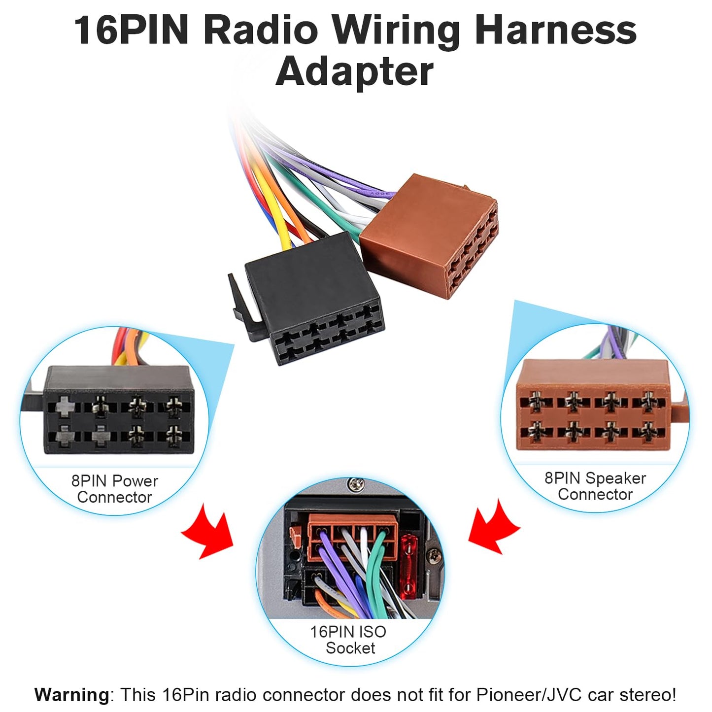 E30 E32 E36 E39 E38 E46 Z3,Aftermarket 17PIN ISO Radio Wiring Harness Adapter Compatible with BMW Stereo Wire Harness
