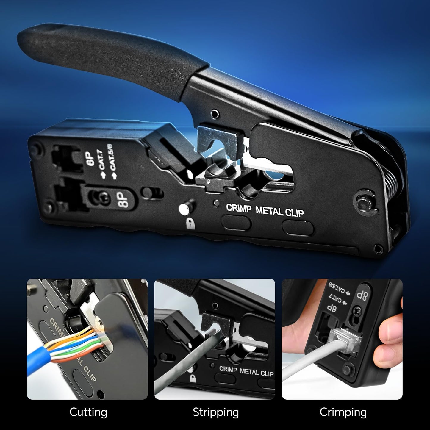 NOYAFA NF-8506 Network Cable Tester with RJ45 Crimp Tool, CAT5 CAT6 Network Tester, IP Scan, PoE Ping Test, Network Rate Test, Port Flashing, RJ45 RJ11 Ethernet Cable Tester with Crimper Stripper