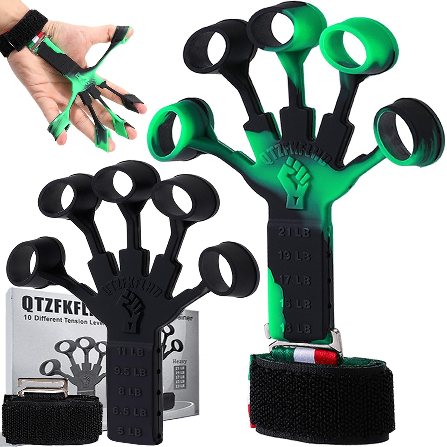 Grip Strength Trainer/Forearm Strengthener, 2PCS Upgraded Finger Strengthener, Hand Grip Strengthener, Finger Resistance Band for Wrist Physcial Rehabilitation/10 Resistance Levels