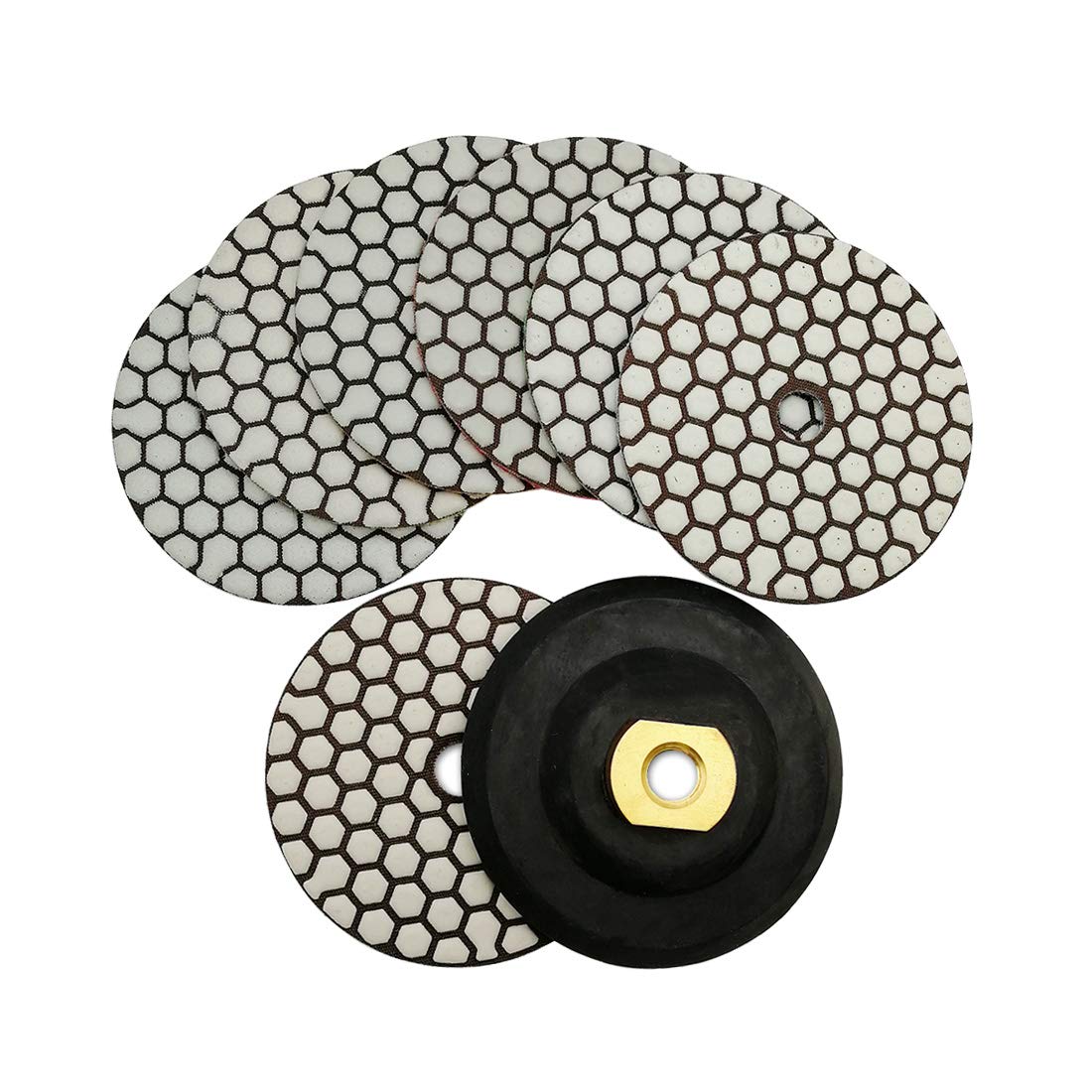 Diamond Core Drill Bits Set 12PCS - DARTOTEK Tile Hole Saw Kit and SHDIATOOL Dry Diamond Polishing Pads 4 Inch Set of 7 Pieces Plus a Rubber Backer