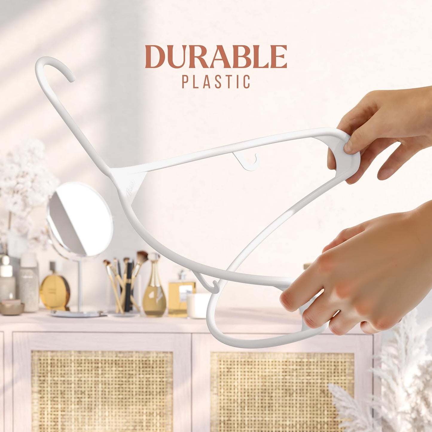 Plastic Hangers 20 Pack White - Space-Saving Clothes Hangers for Closet Organization | Perfect for Coats and Essentials