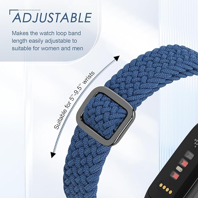 Tiptops Braided Nylon Bands Compatible with Fitbit Inspire 3/Inspire 2/Inspire/Inspire HR/Ace 2/Ace 3, Adjustable Loop Stretchy Straps Replacement Wristbands for Fitbit Inspire Women Men