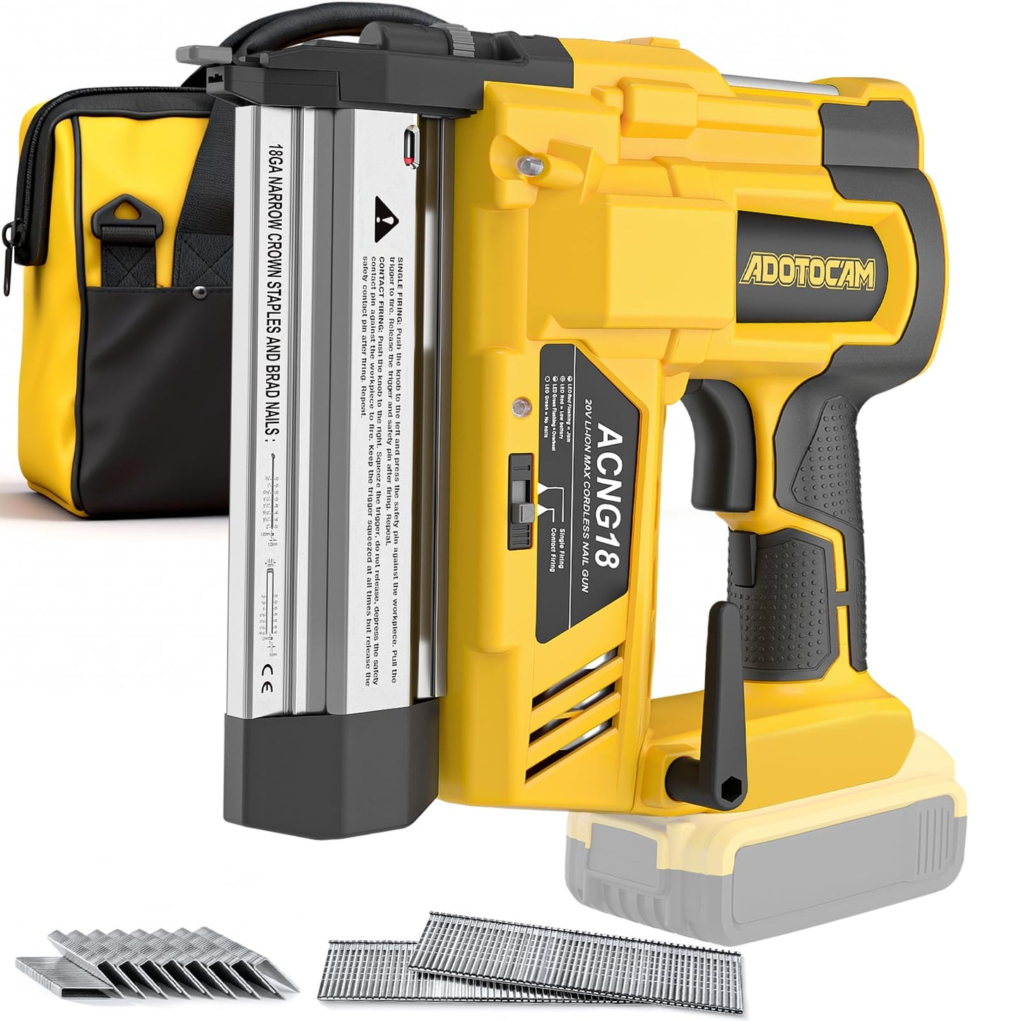 Cordless 2" Brad Nailer Compatible with DeWalt 20V Battery(No Battery), 2 in 1 Electric Nail Gun/Staple Gun,18GA Nail Gun Battery Powered with 1000 Nails/Staples for Woodworking & Home Improvement