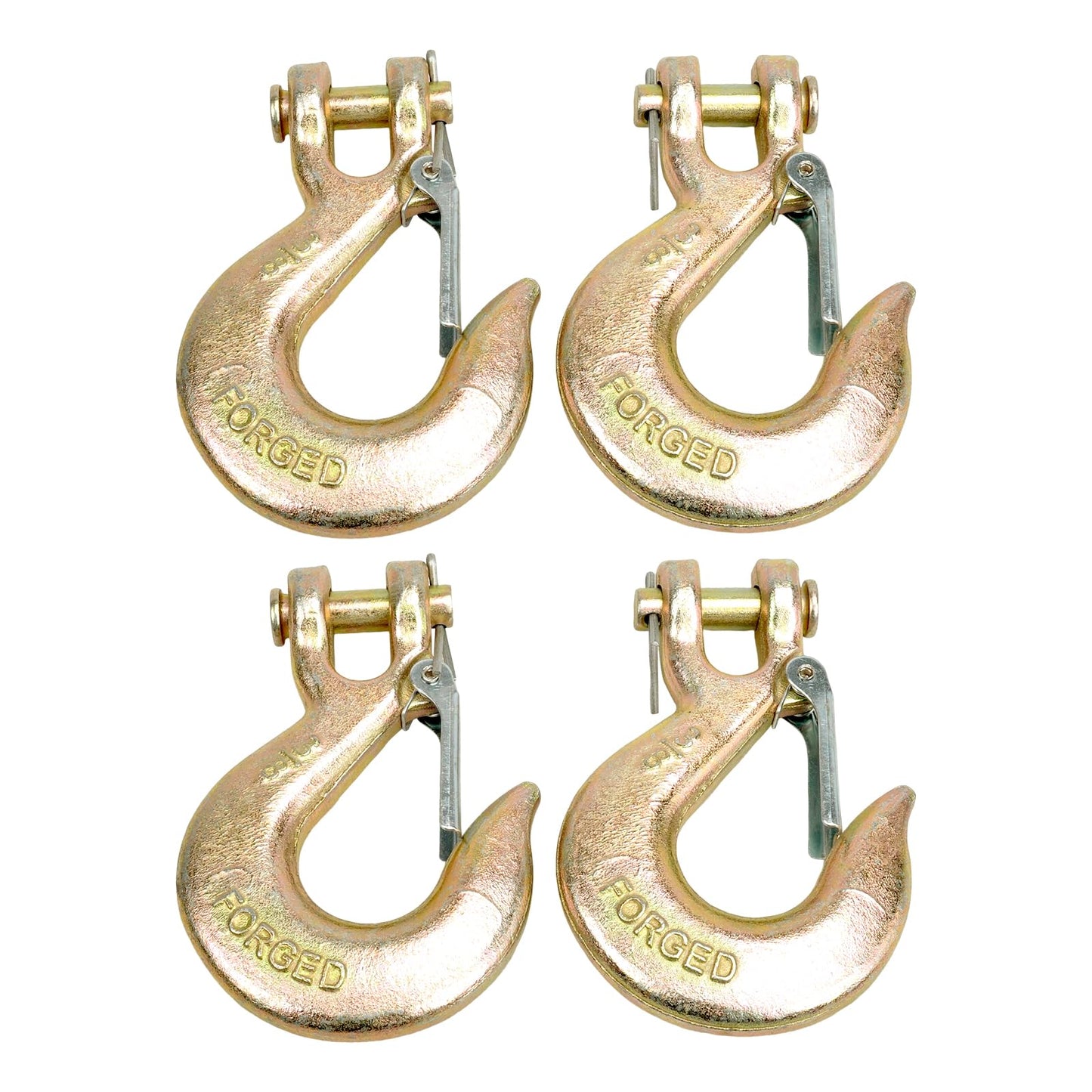 TBAPFS 4 Pack 3/8" Inch Clevis Grab Hooks G70 Steel Chain Slip Hook with Safety Latch 18000 Lbs Capacity Working with Towing and Chain