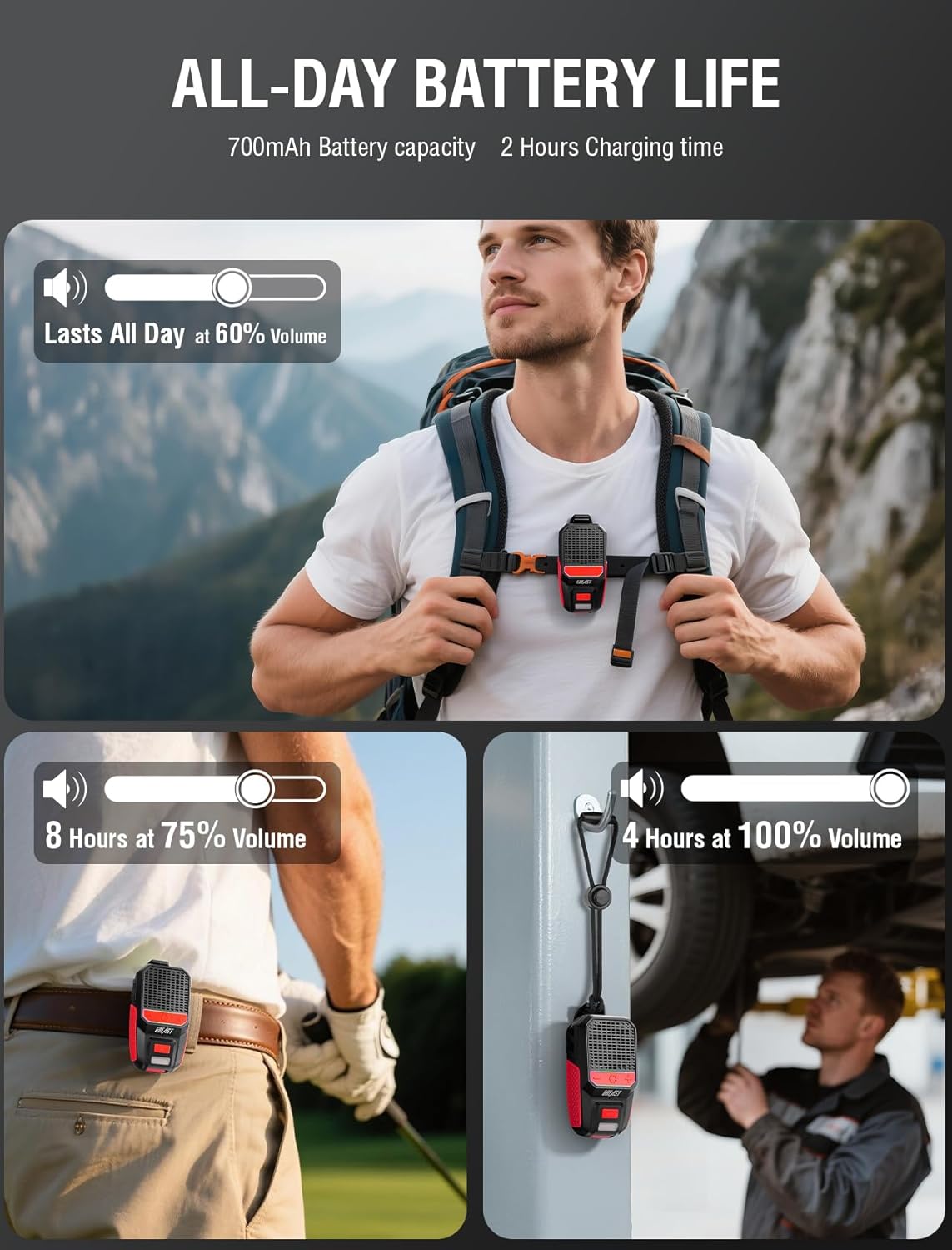 GBEAST Wearable Bluetooth Speaker, Clip-On Mini Portable Speakers All Day Playtime Waterproof Built-in Mic