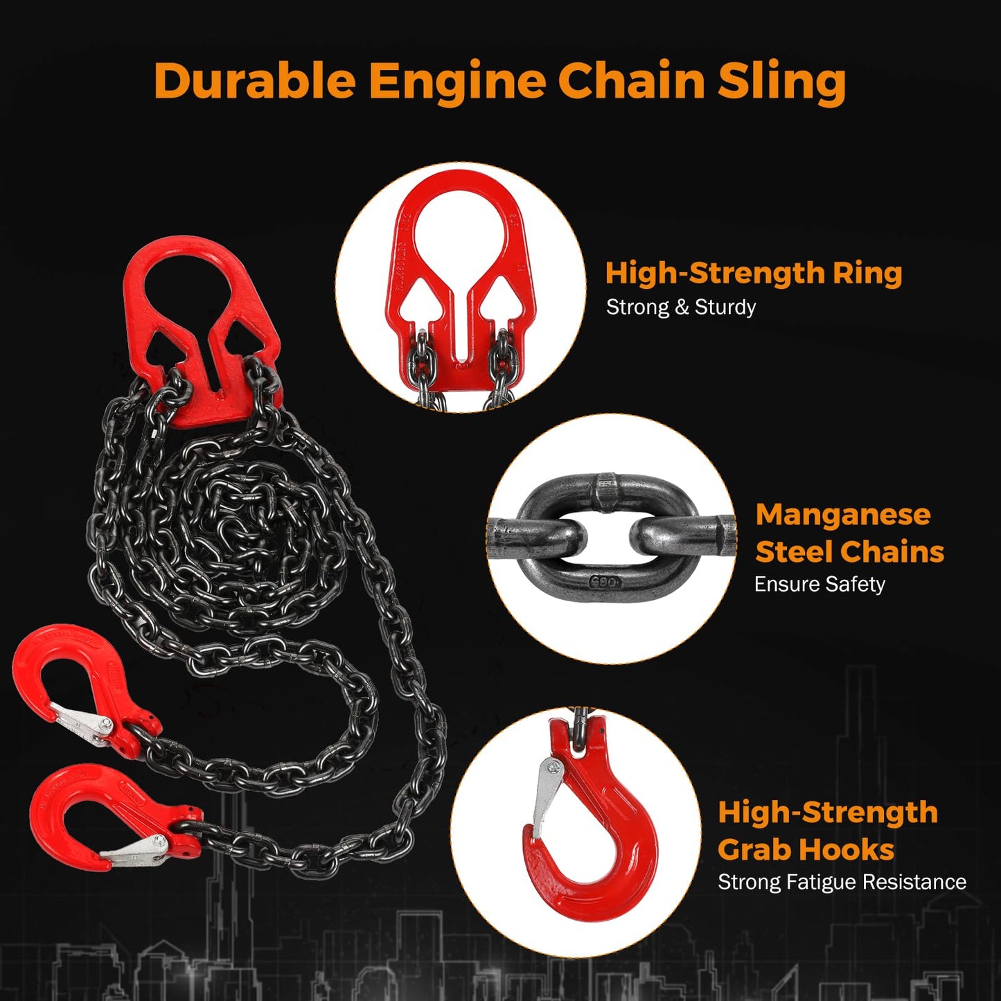 BEAMNOVA Lifting Chains with Adjuster Hooks, 3/8 Inch x 10Ft + 5/16 Inch x 10Ft