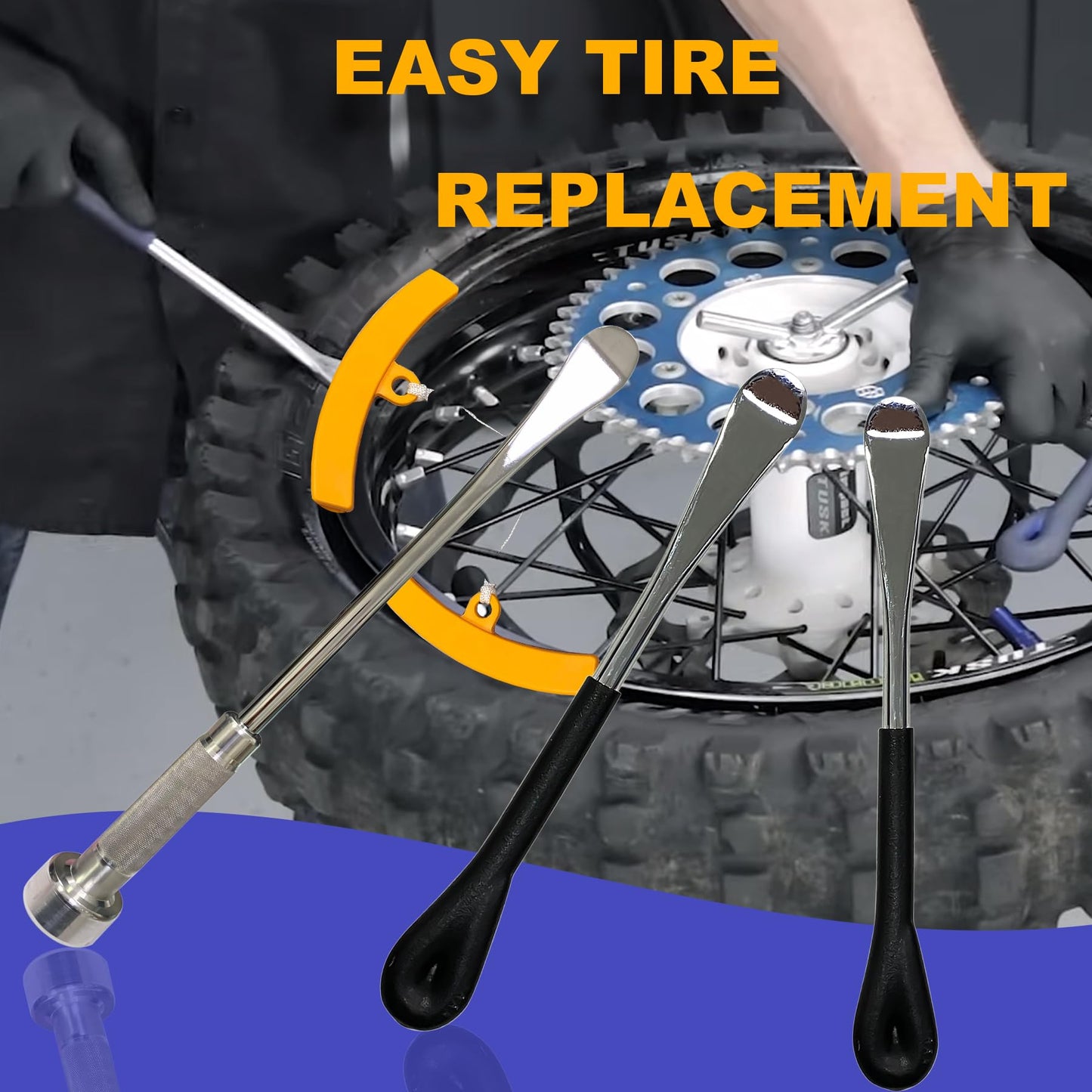 C CLINK Dirt Bike Tire Changing Tools Complete Package for Motocross Enduro Compact Dirt Bike Tire Changer for 16" to 21" Wheels Quick Easy Mount 15mm to 25 mm Axles (Complete kit)