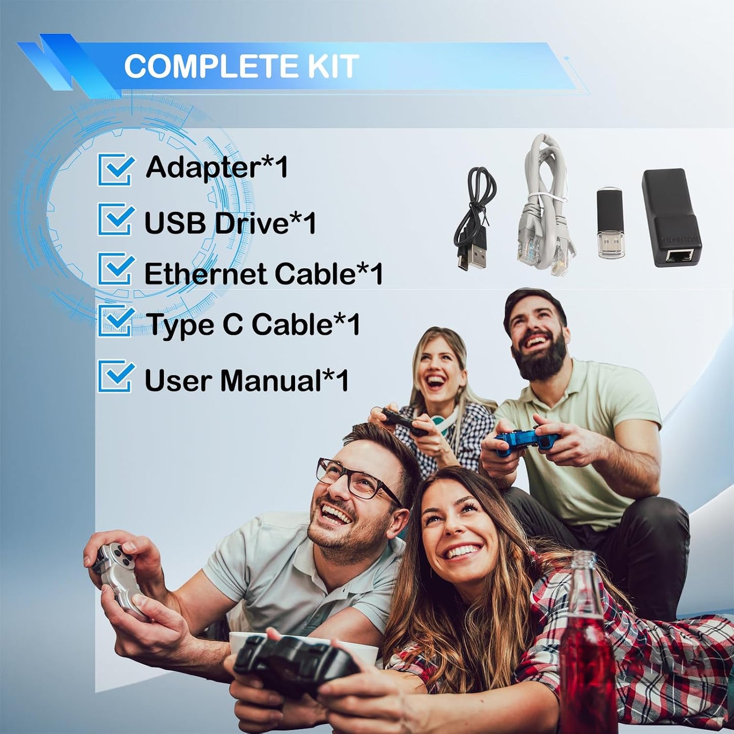 Zunate 9.0 11.0 JB Tool USB Adapter for FW or System, One Key PPPwn Dongle with Ethernet Type C Cable, One Key JB Tool