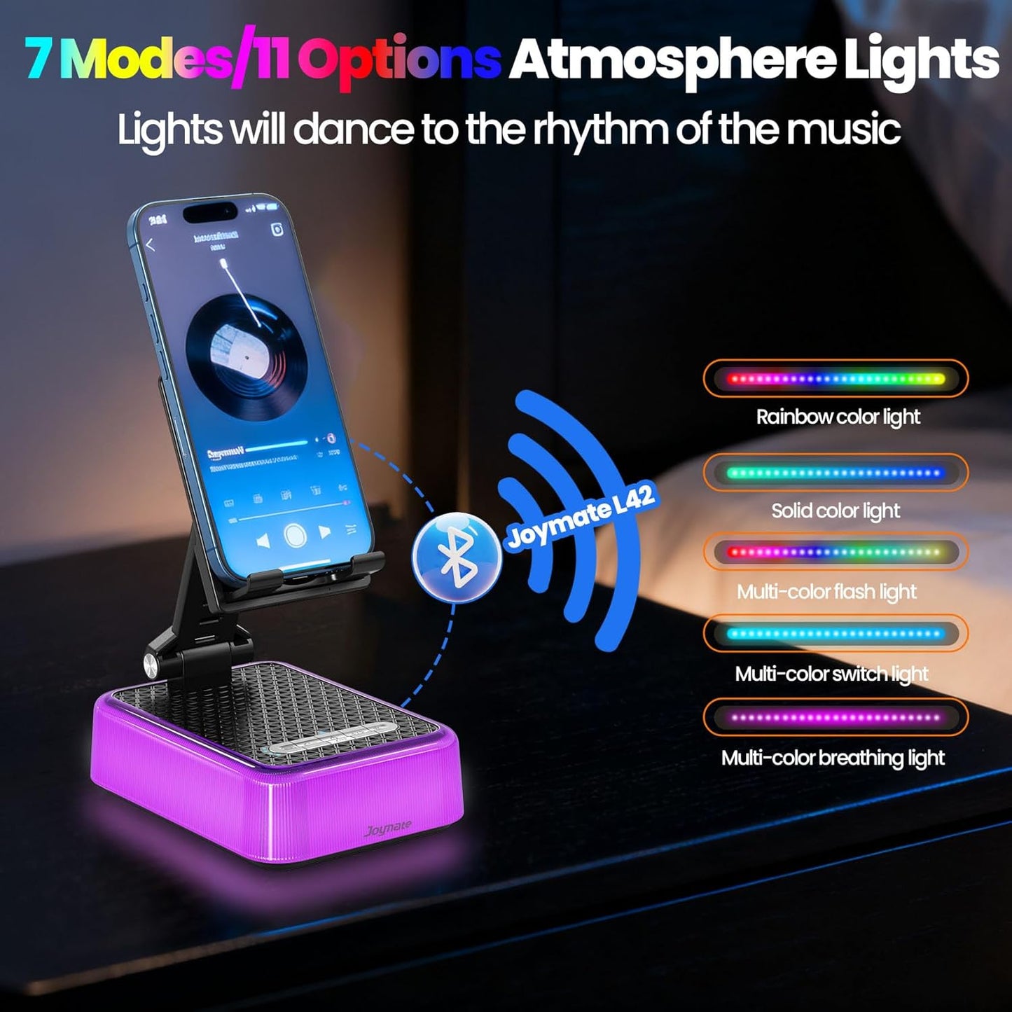 Joymate Gifts for Men and Women, Charger Phone Stand with RGB Lights and Bluetooth Speaker, Birthday Gifts